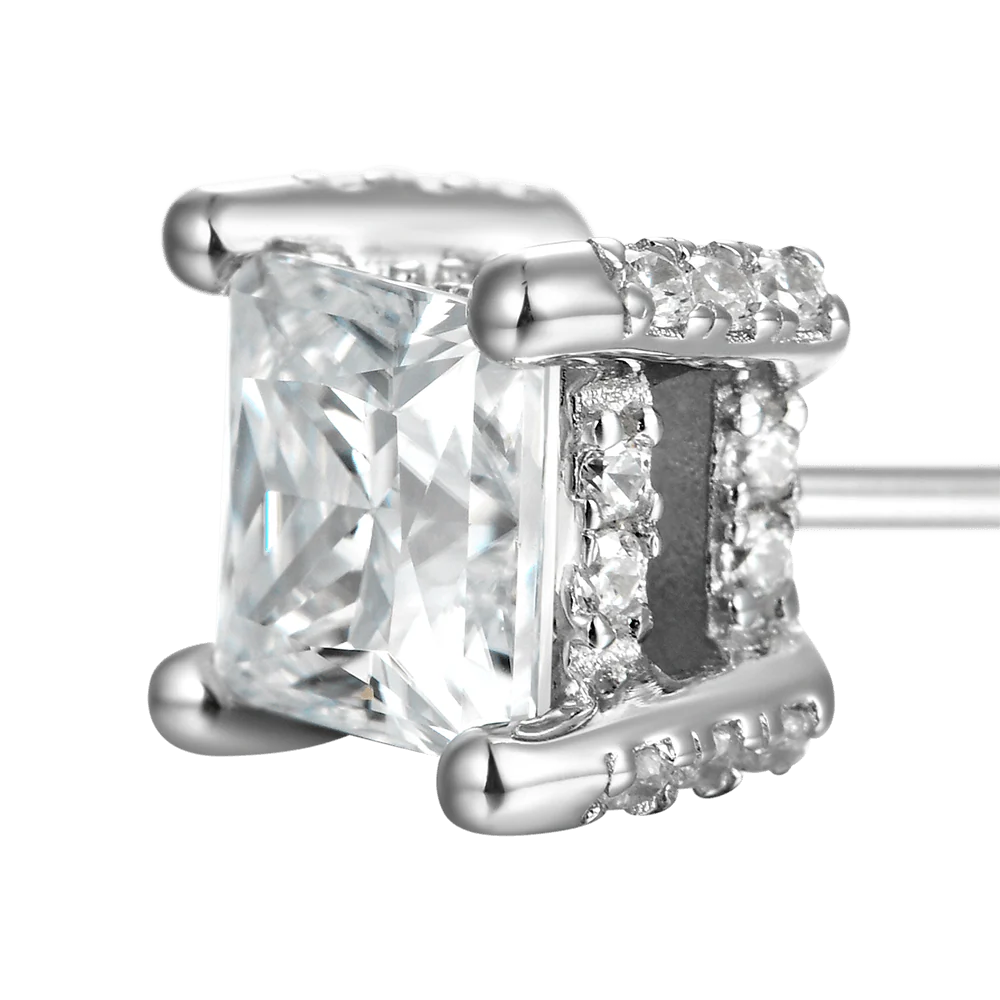 0.24ct Single Moissanite Princess Cut Stud Earring - Image 10