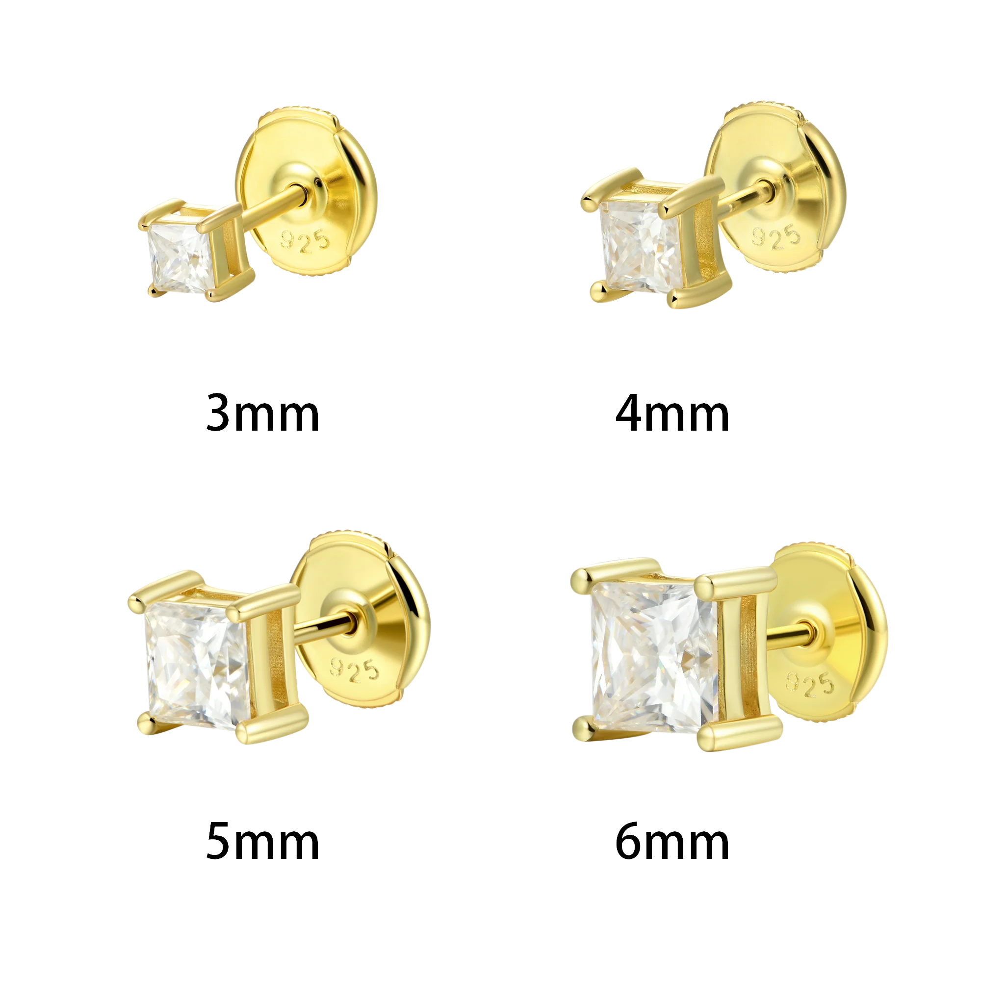 0.24ct Single Moissanite Princess Cut Stud Earring - Image 14