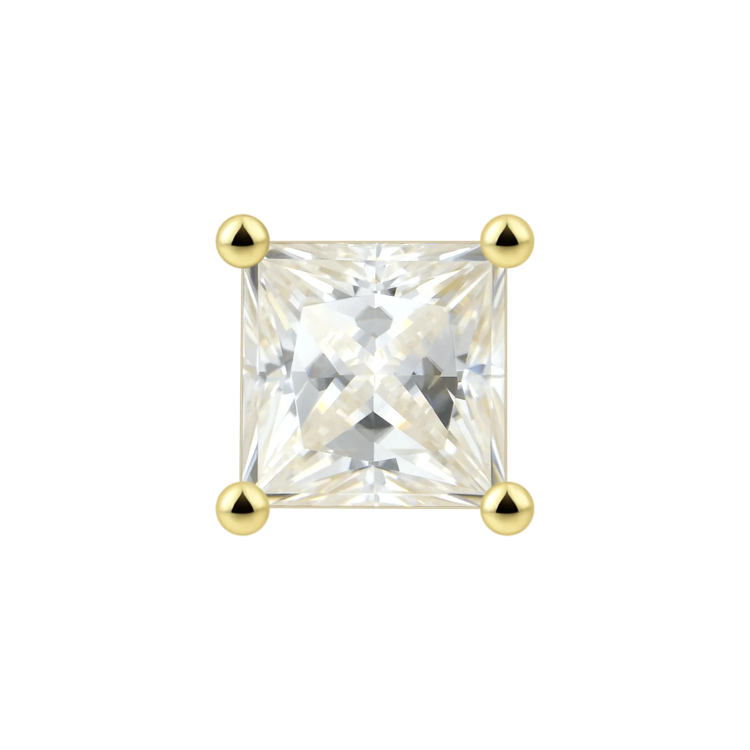 0.24ct Single Moissanite Princess Cut Stud Earring - Image 15