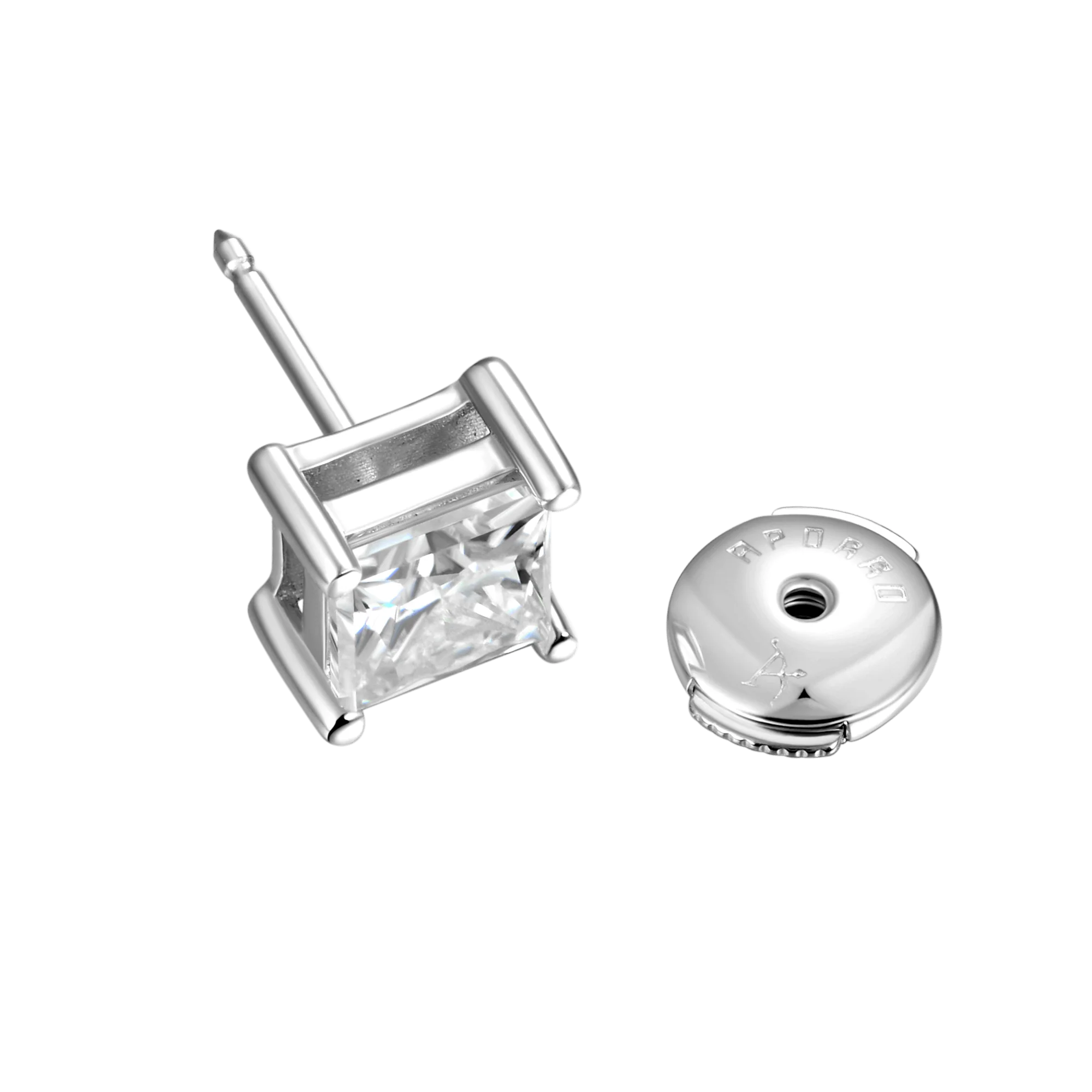 0.24ct Single Moissanite Princess Cut Stud Earring - Image 7