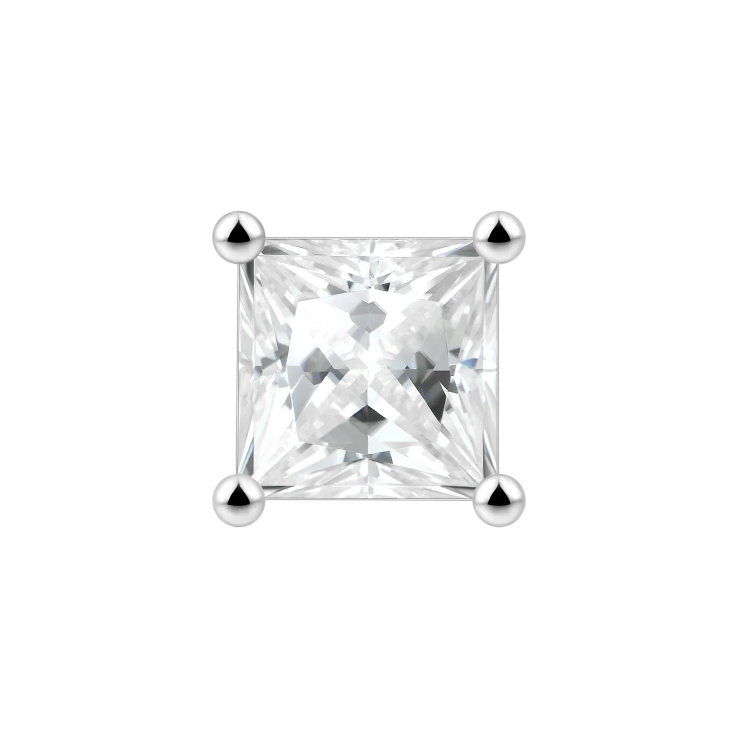 0.24ct Single Moissanite Princess Cut Stud Earring - Image 8