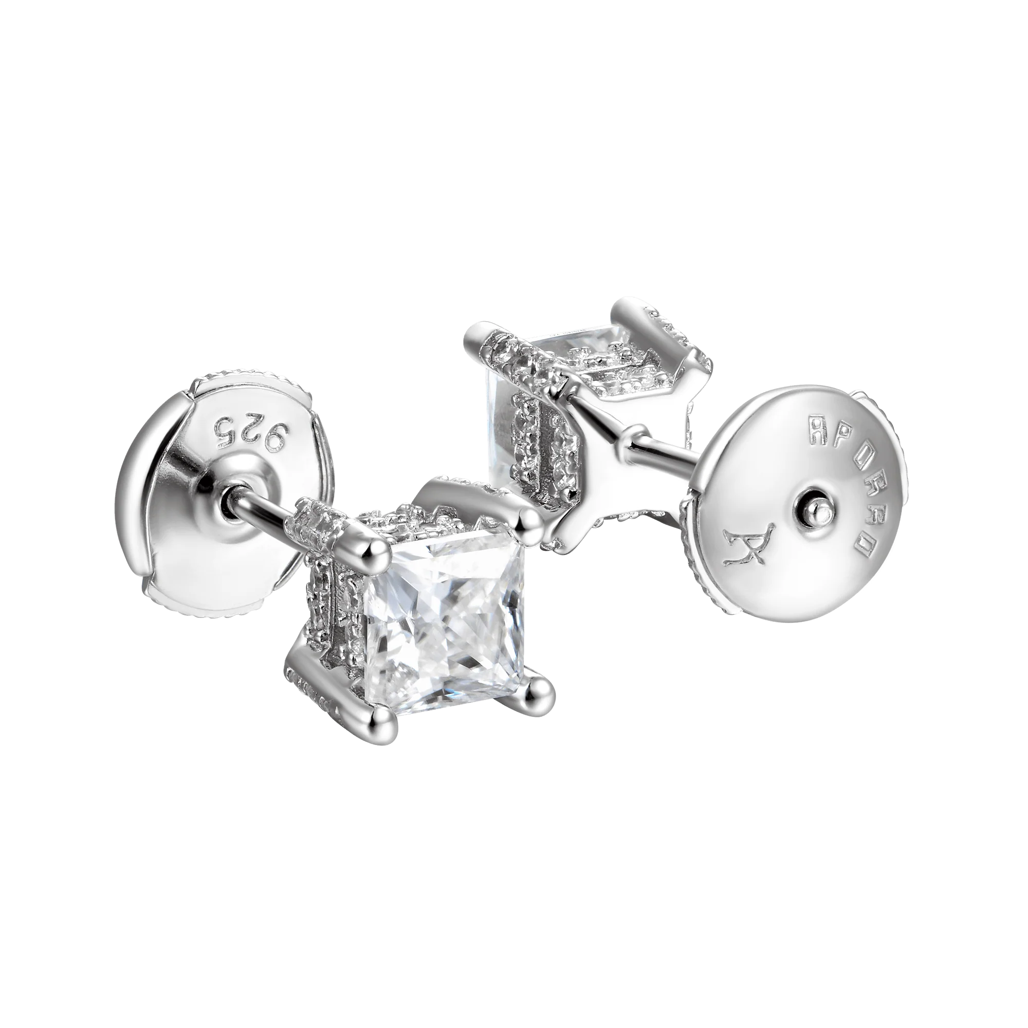 0.24ct Single Moissanite Princess Cut Stud Earring - Image 9