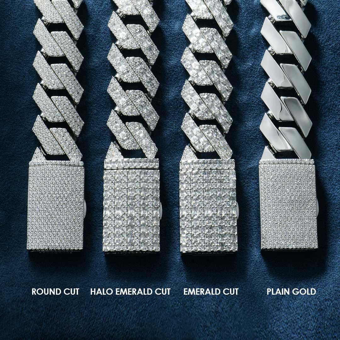 Emerald Cut Prong Cuban Link Chain - 12mm - Image 6
