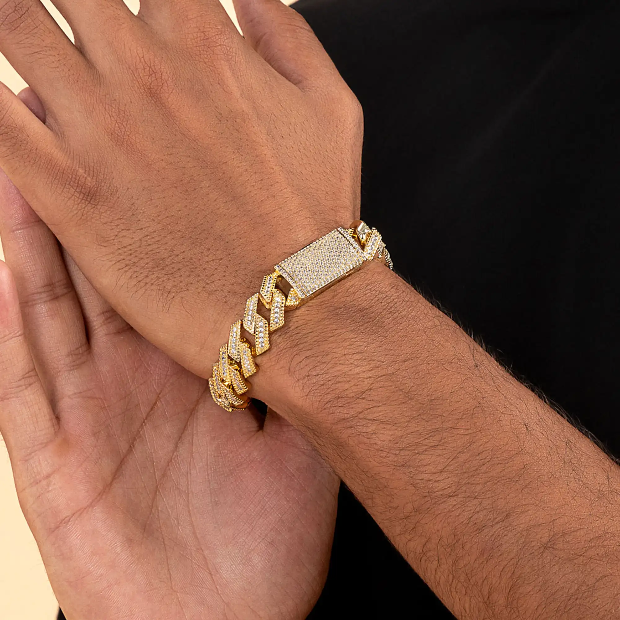 Halo Round Cut Prong Cuban Link Bracelet - 12mm - Image 7