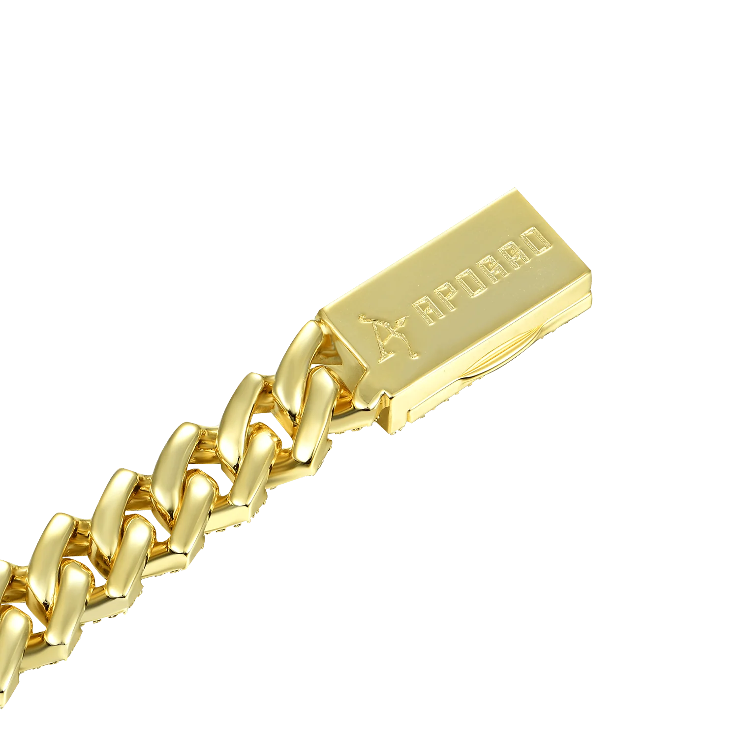 Yellow Gold Round Cut Prong Cuban Link Chain - 12mm - Image 6