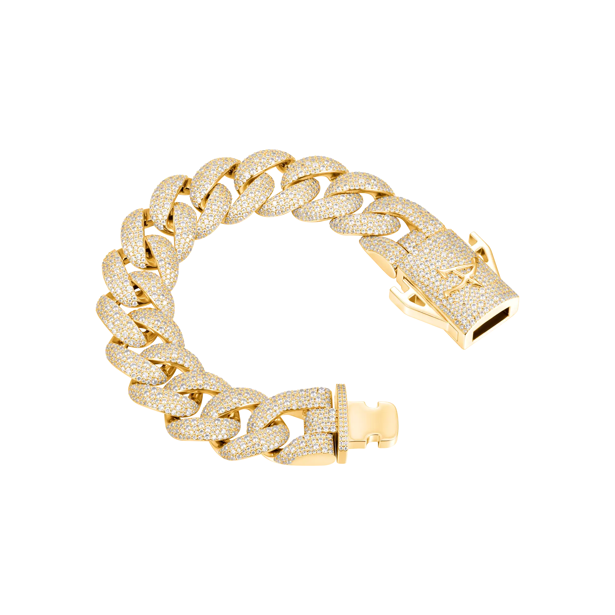 19mm Round Cut Cuban Link Bracelet - White Gold - Image 6