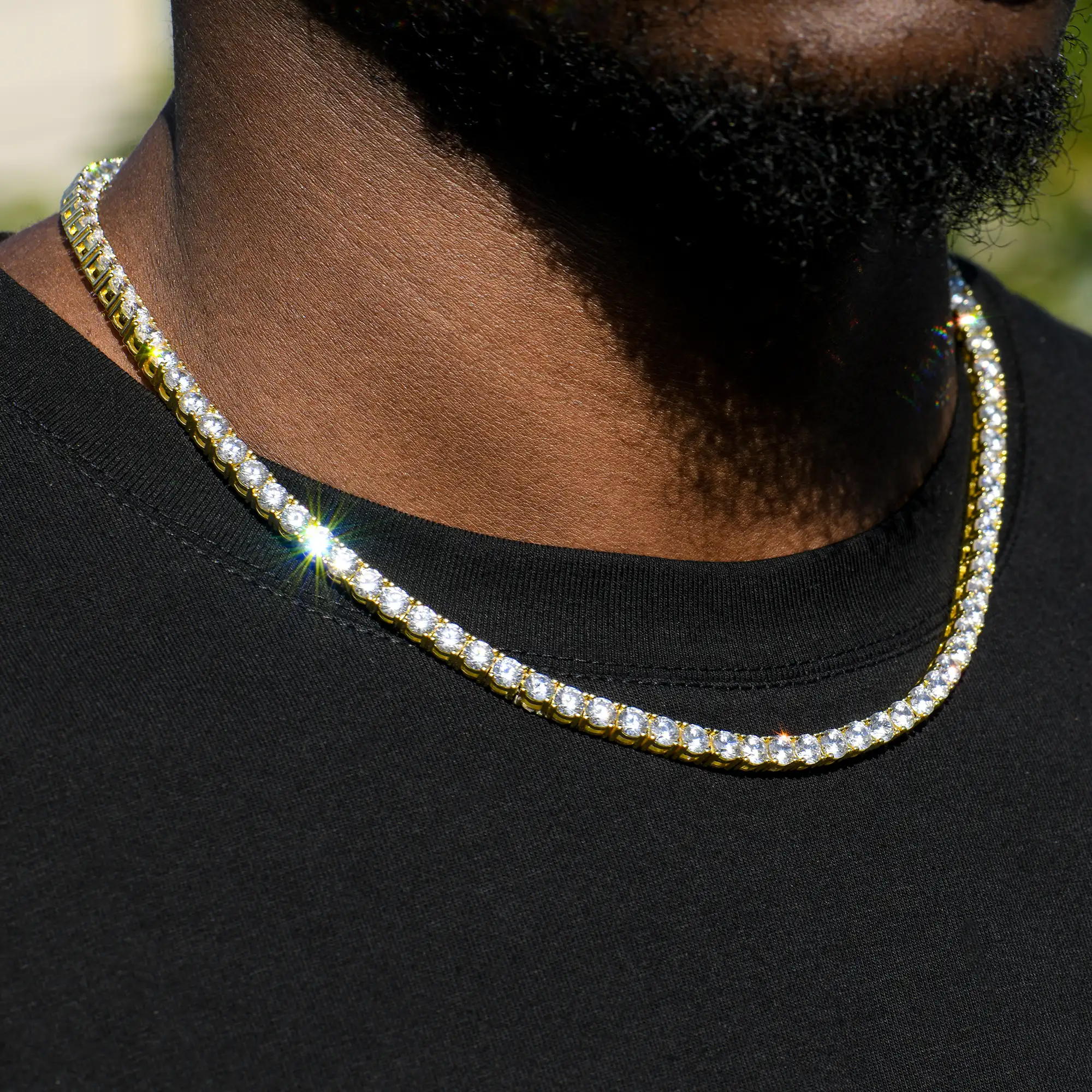 5mm Iced Tennis Chain - Yellow Gold - Image 2