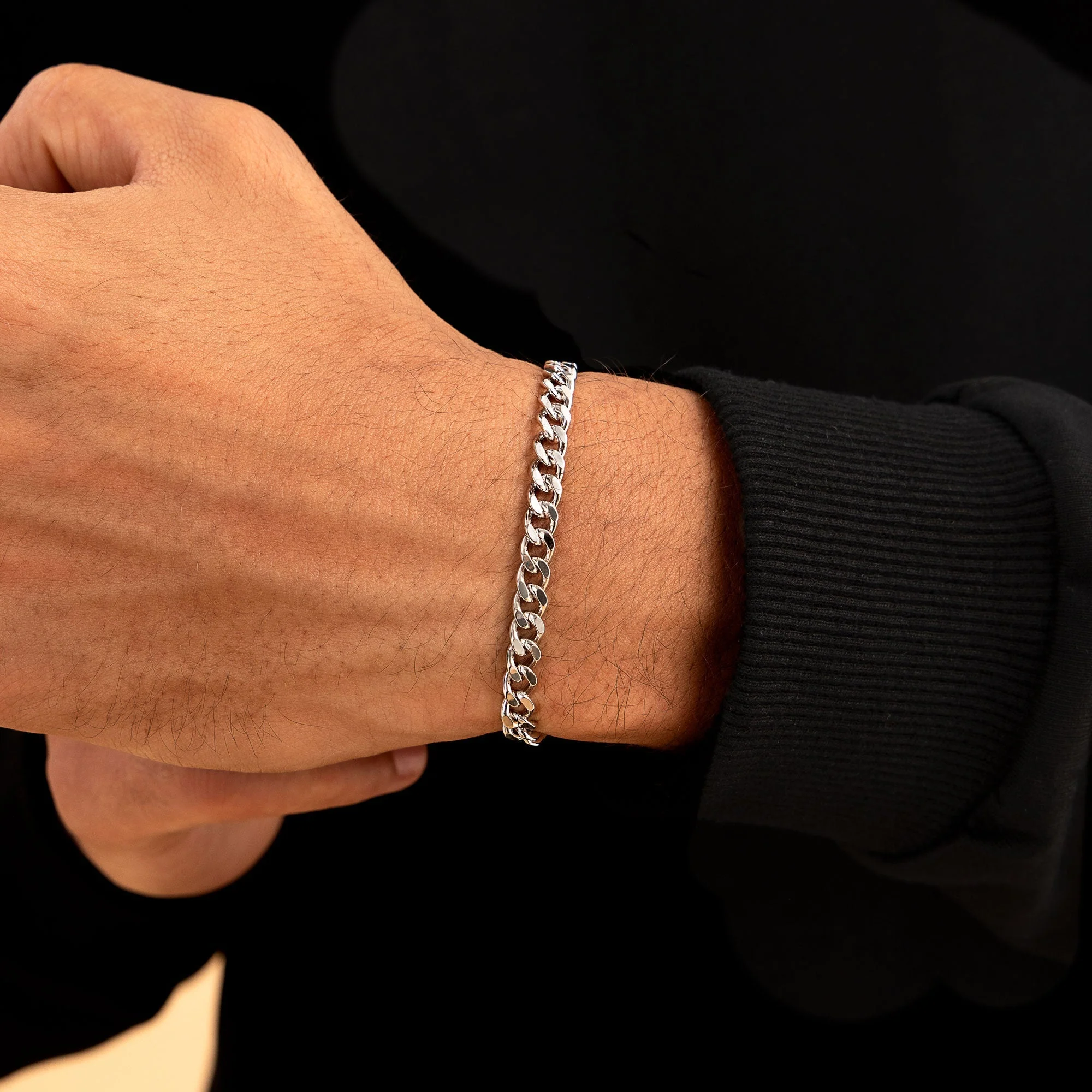 White Gold Miami Micro Cuban Curb Bracelet - 5mm - Image 2