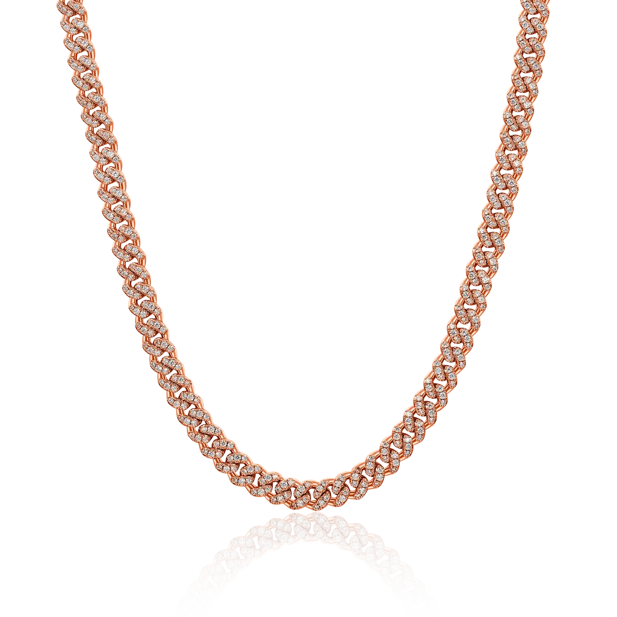 6mm Micro Round Cut Cuban Link Chain - Rose Gold