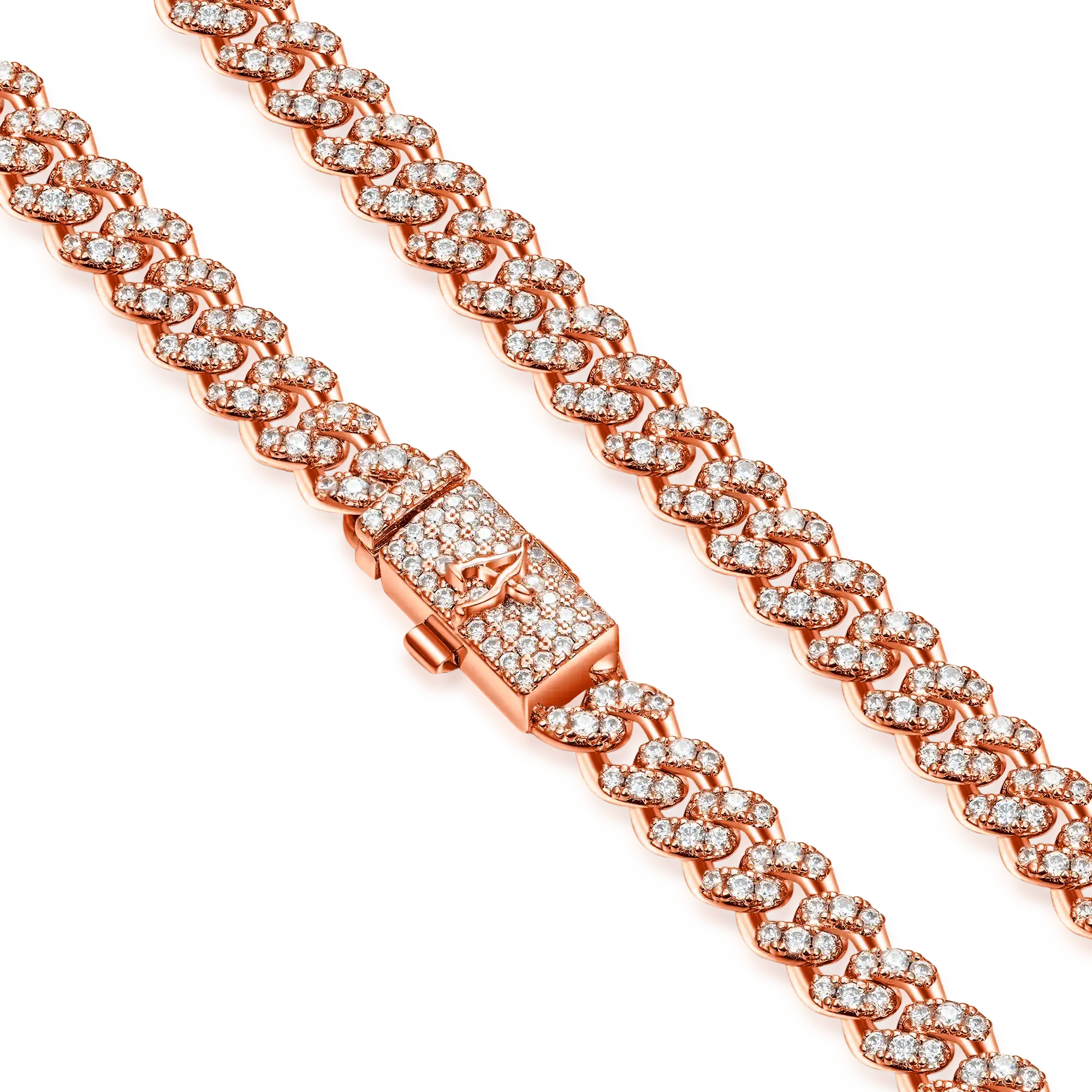 6mm Micro Round Cut Cuban Link Chain - Rose Gold - Image 4