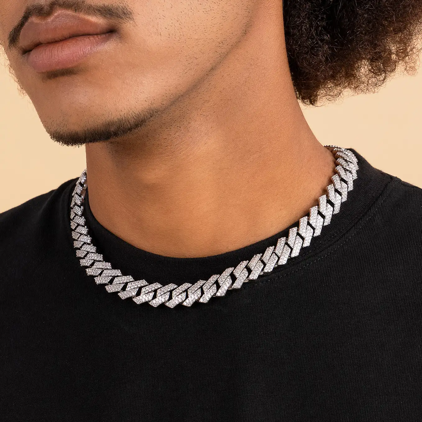 Yellow Gold Round Cut Prong Cuban Link Chain - 8mm - Image 2