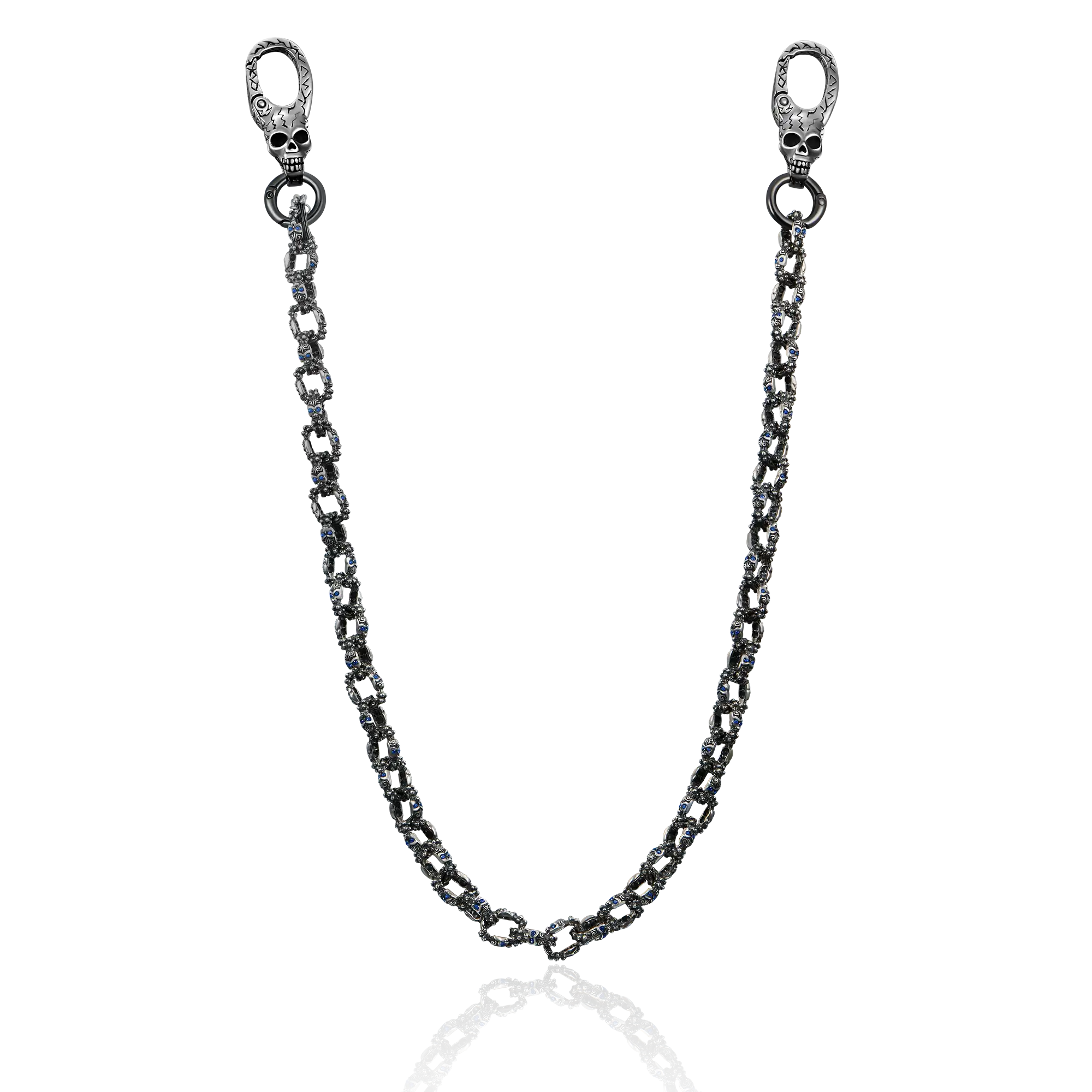 Aporro X Double-Sided Skull Link Necklace & Wallet Chain - Image 5