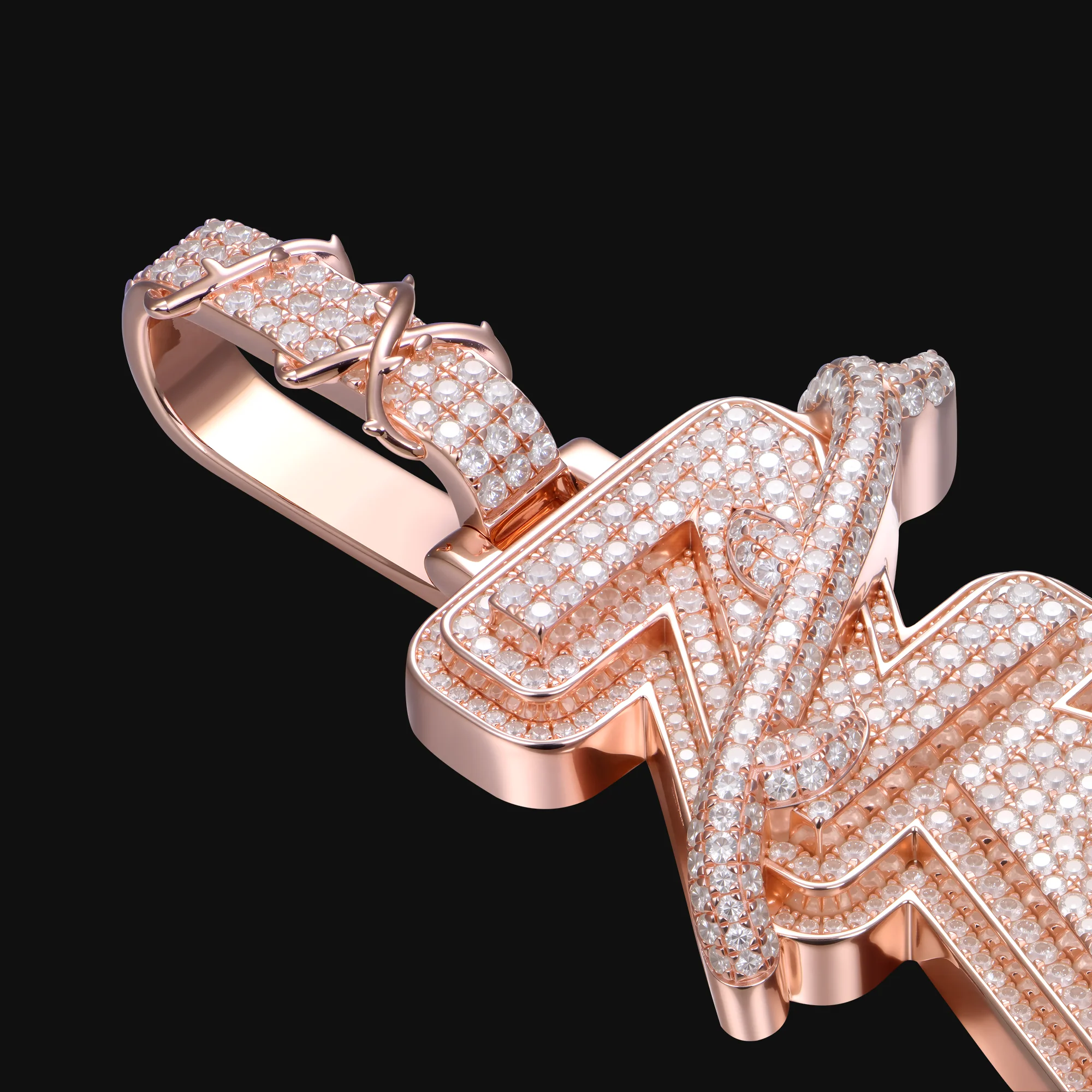 APORRO Premium Custom 3D Triple-layered Thorn Vertial Style Iced Name Pendant - Image 2