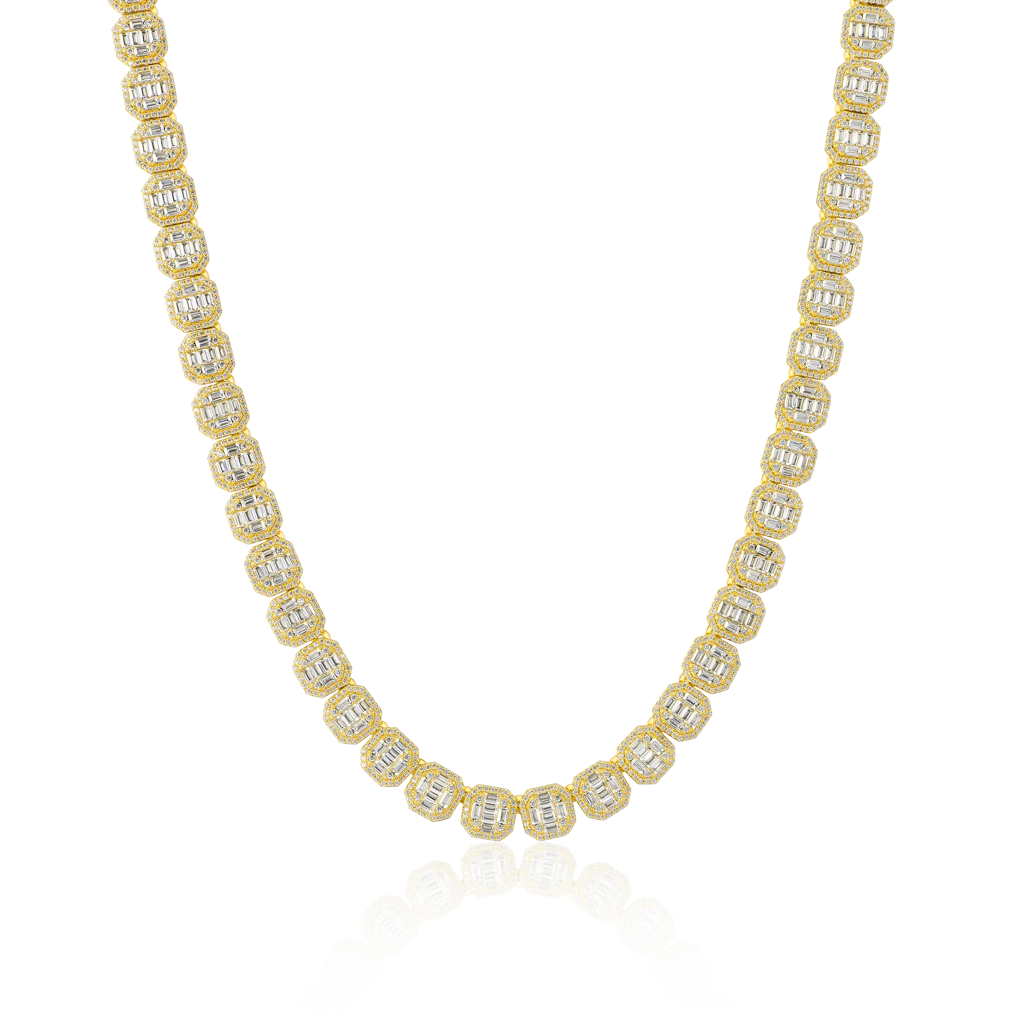 Moissanite Baguette Clustered Tennis Chain - 8mm - Image 11