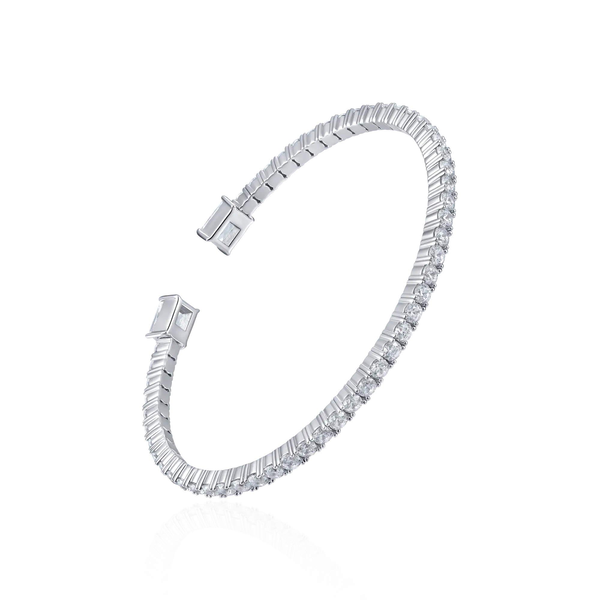 Baguette Clustered Tennis + Spring Tennis Bangle Bracelet Gift Set - Image 5