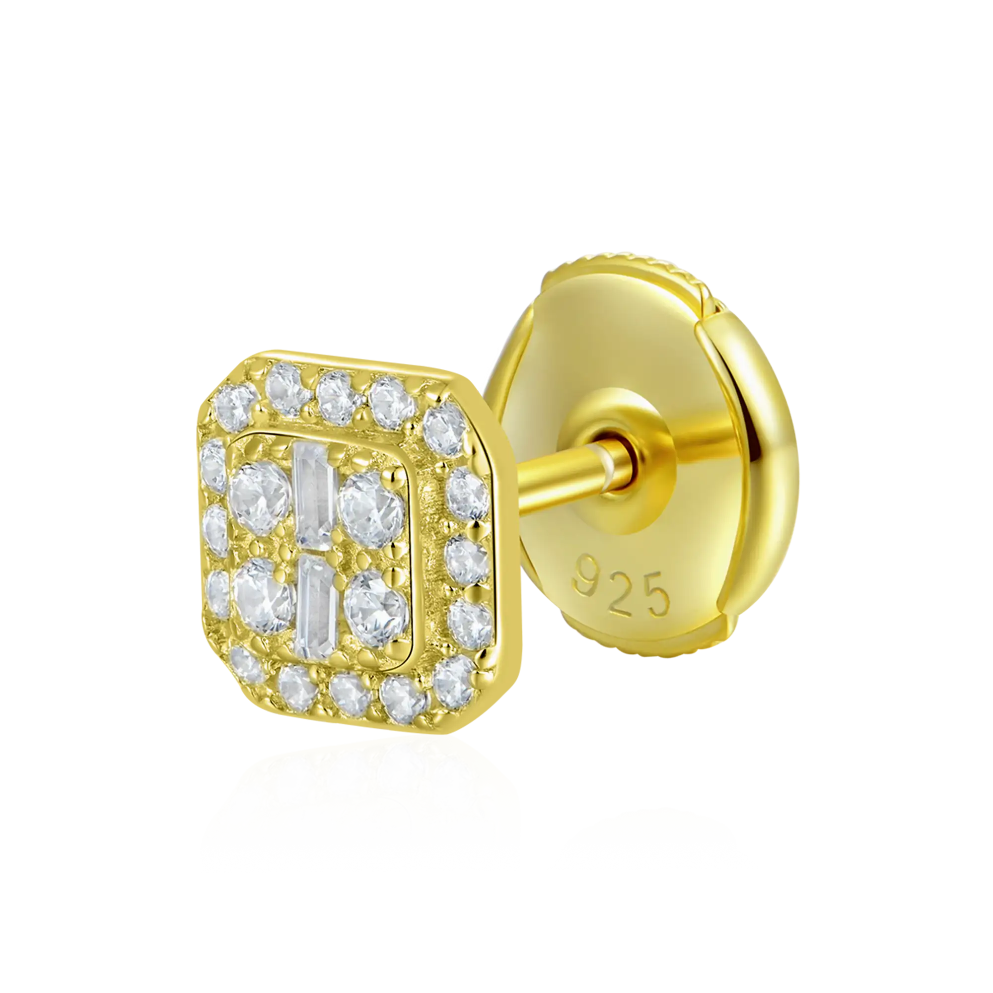 S925 Baguette Mix Halo Stud Earring Set - Image 6