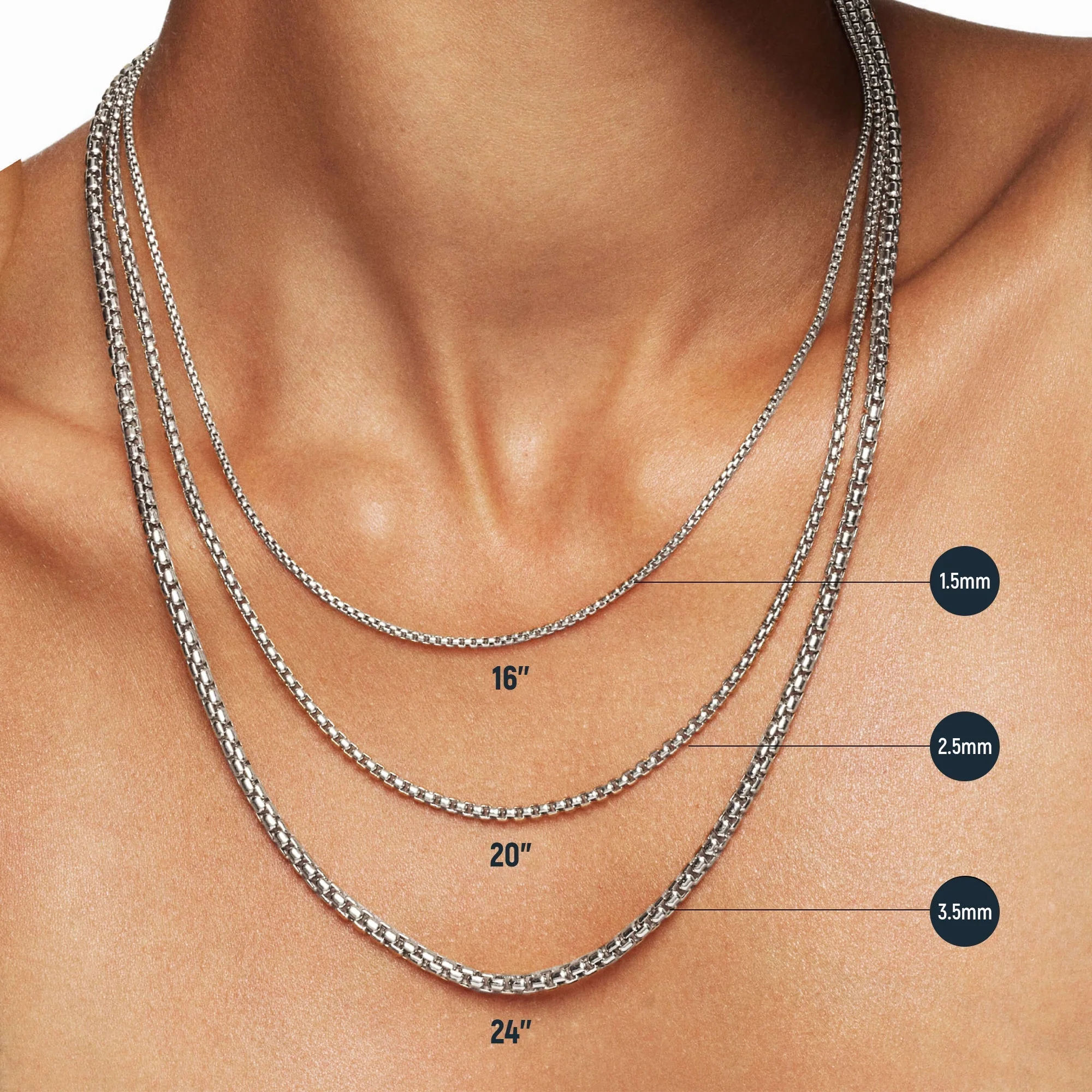 2.5mm Box Chain - White Gold - Image 4