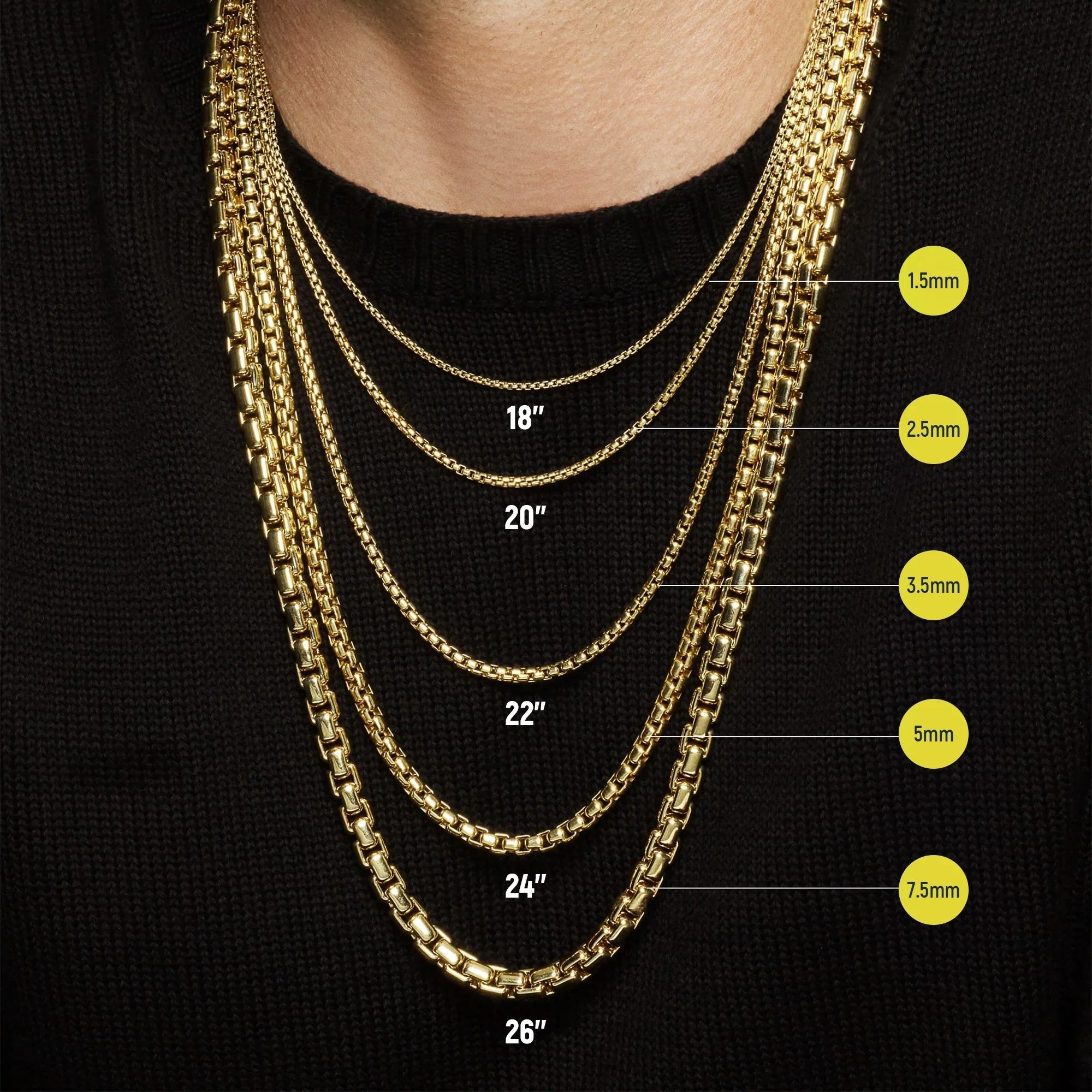 2.5mm Box Chain - Yellow Gold - Image 4