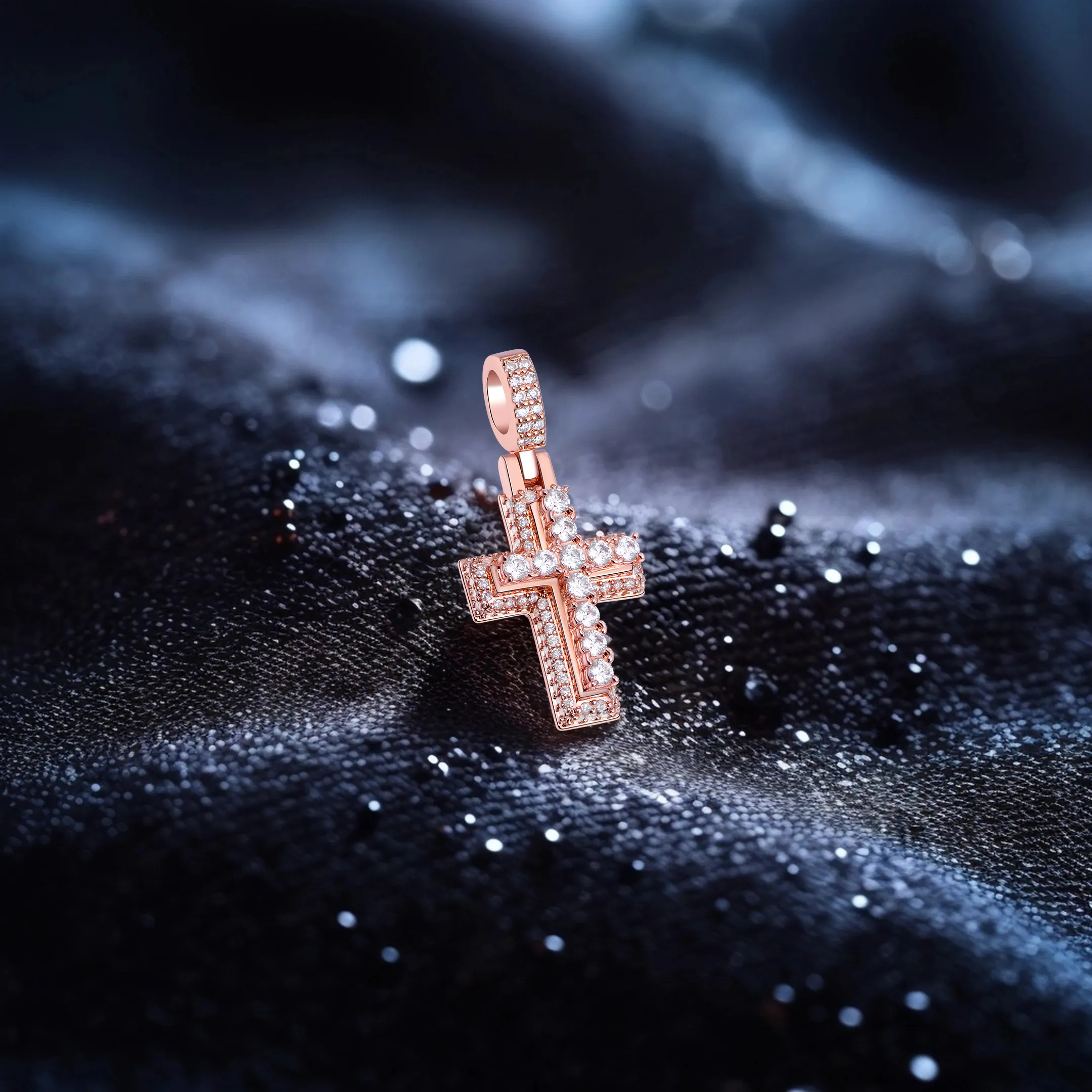 Small Brass Brilliance Layered Cross Pendant - Image 3