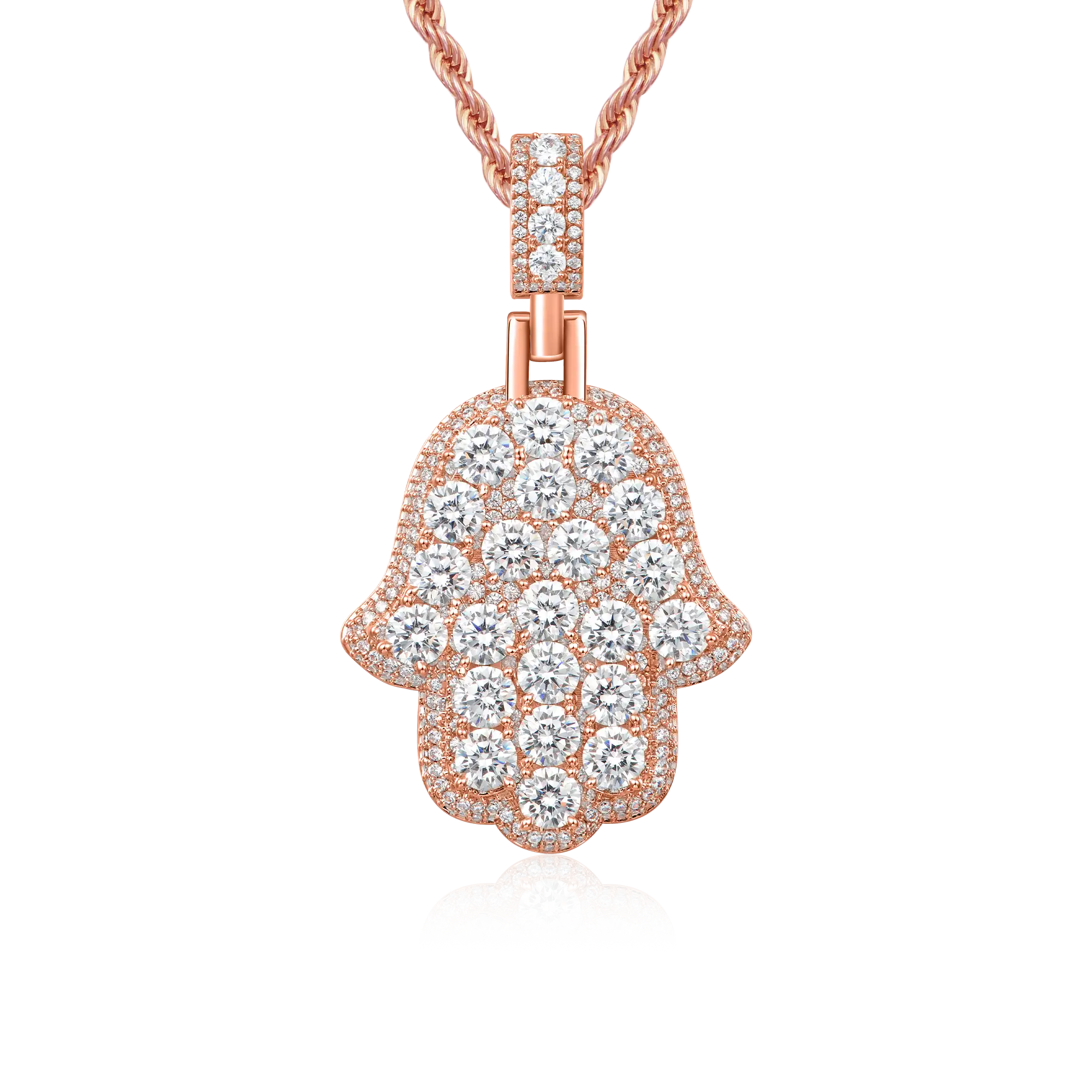 Brilliance Layered Hamsa Pendant - Rose Gold