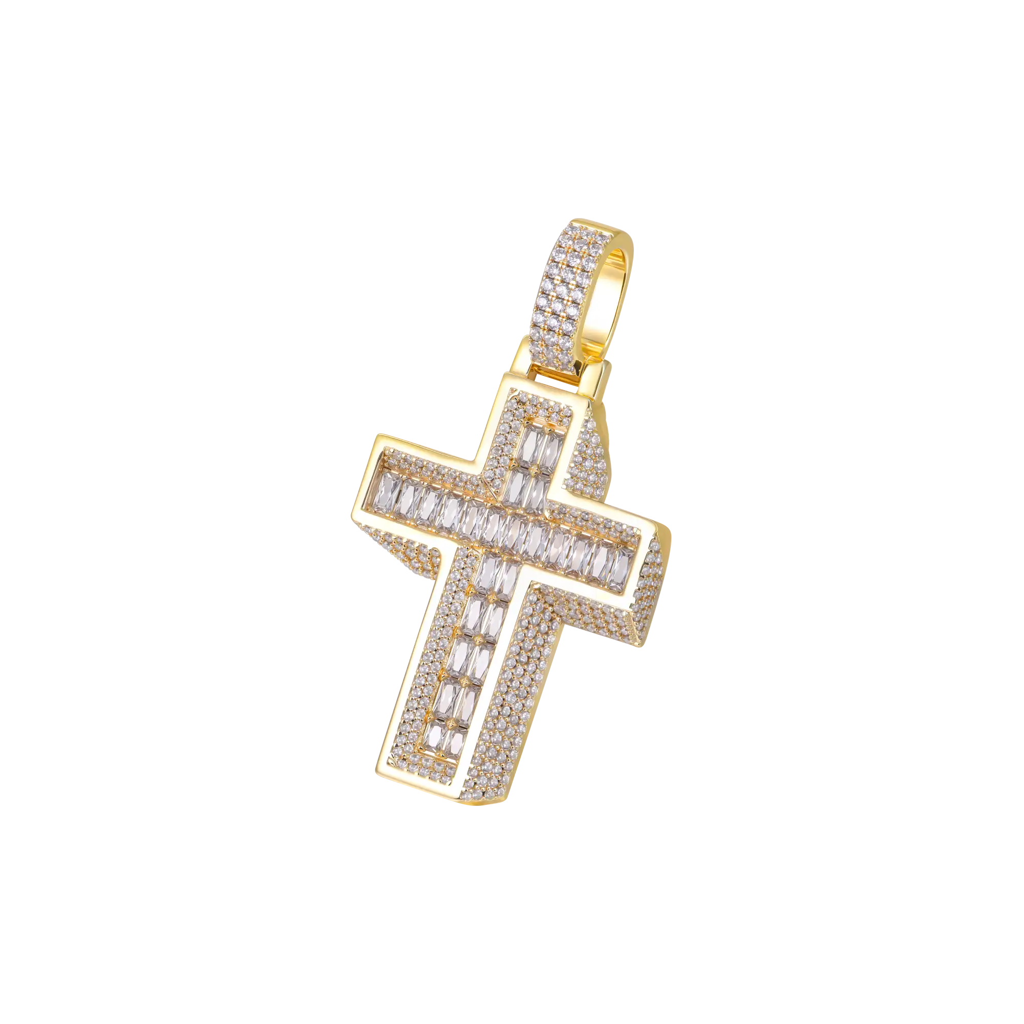 Brilliant 3D Slanted Cross Pendant - Image 4