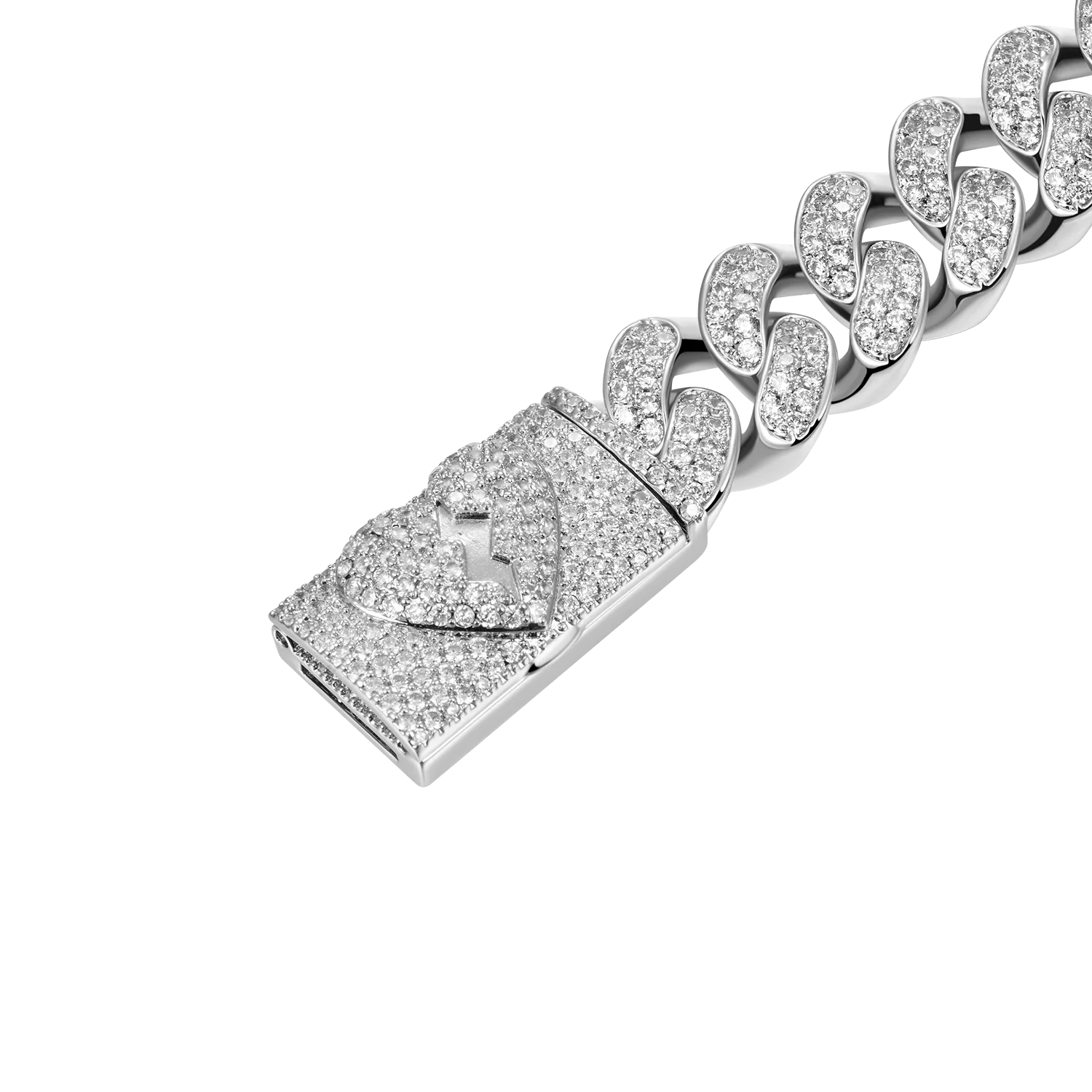 12mm Broken Heart Box Clasp Cuban Link Bracelet - Image 4