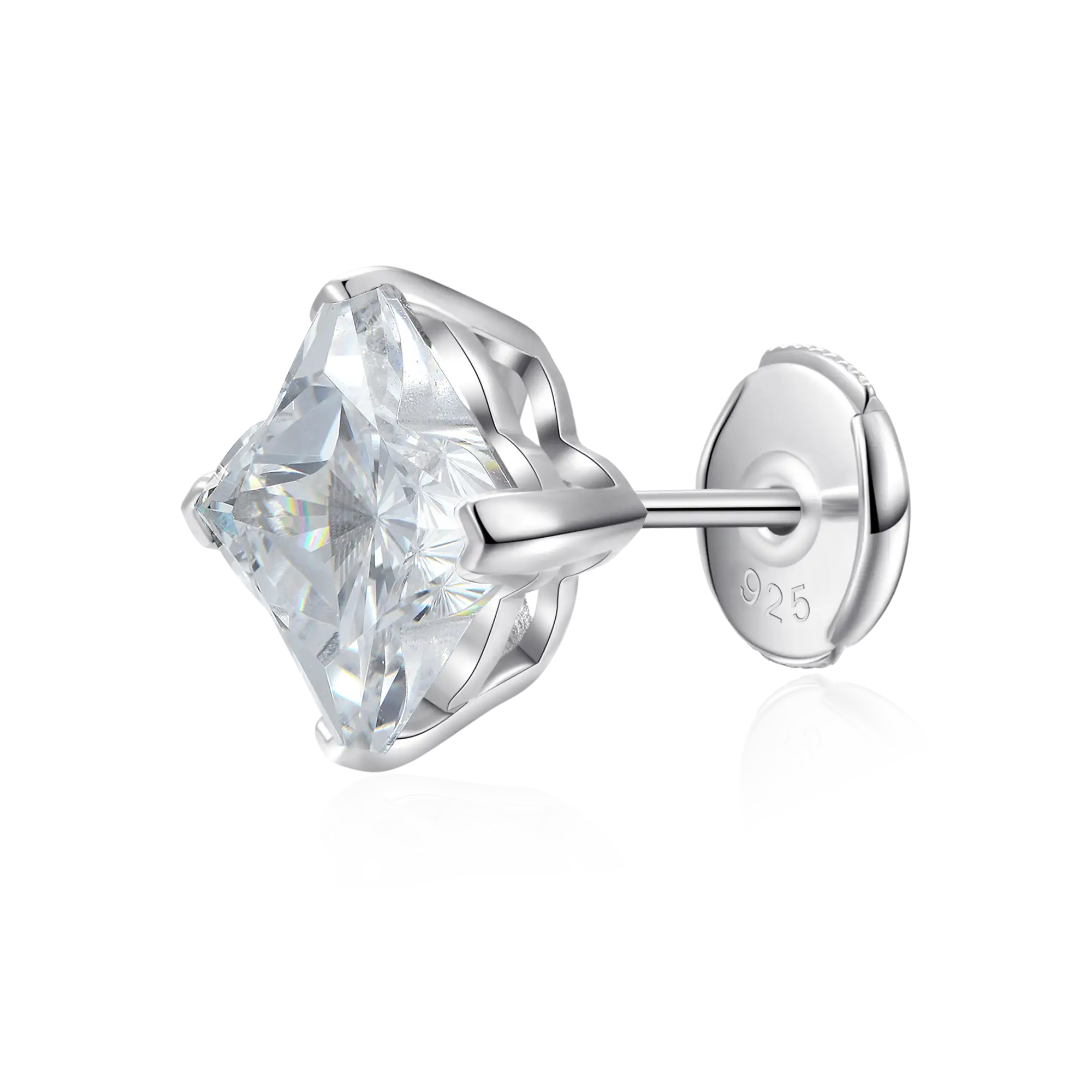 Moissanite S925 Classic Hoop & Clover Stud Earring Set - Image 3