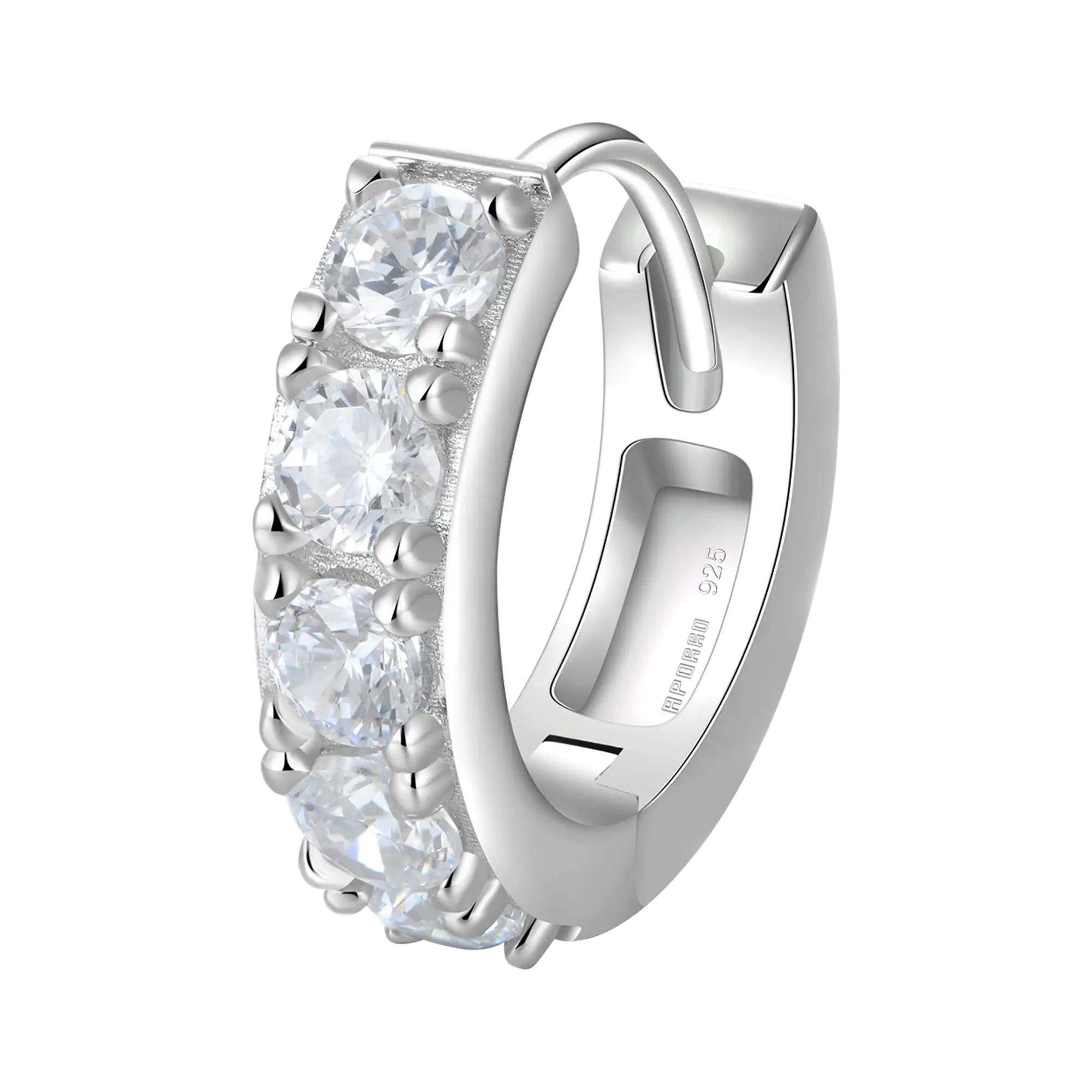 Moissanite S925 Classic Hoop & Clover Stud Earring Set - Image 4