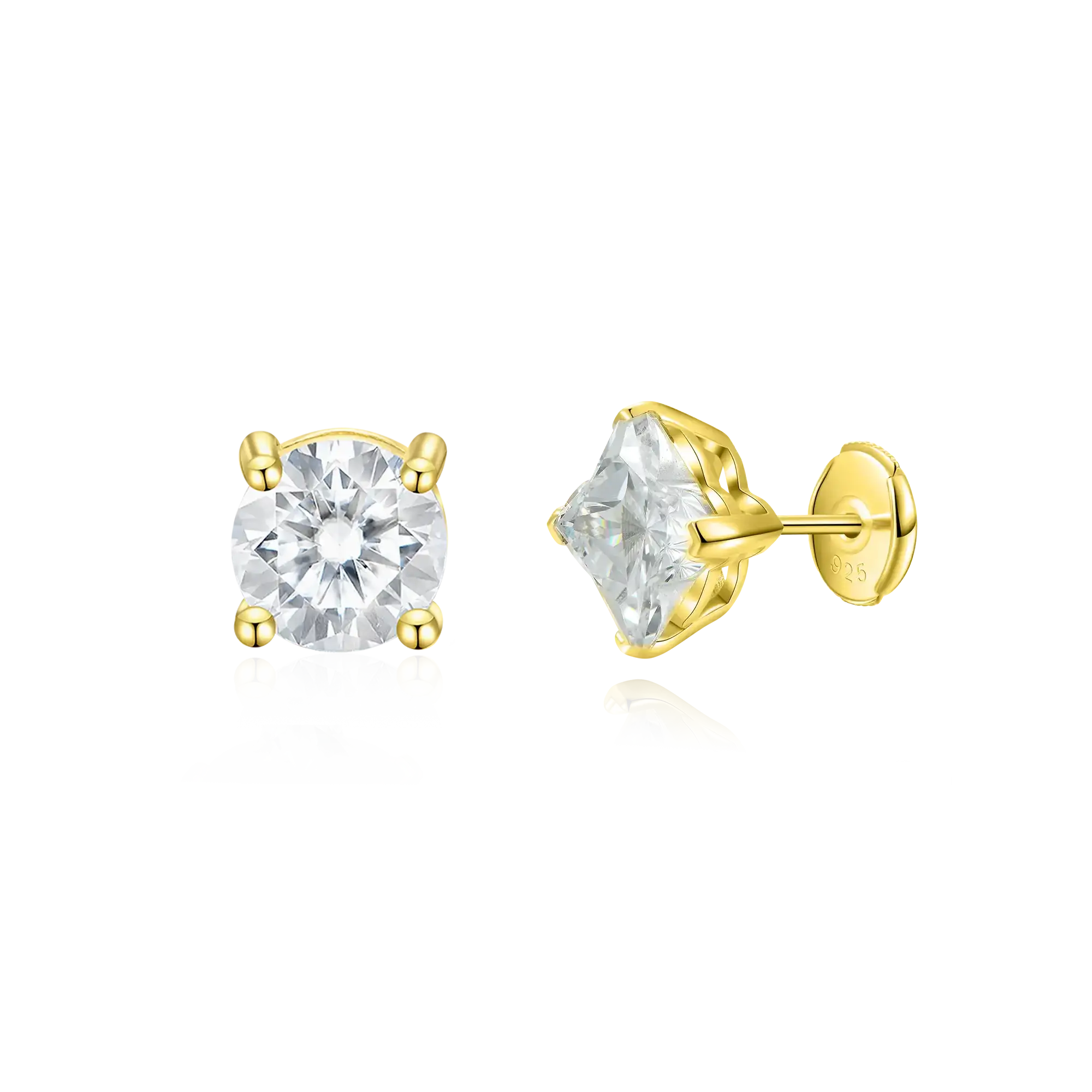 Moissanite S925 Clover & Round Cut Stud Earring Set - Image 2