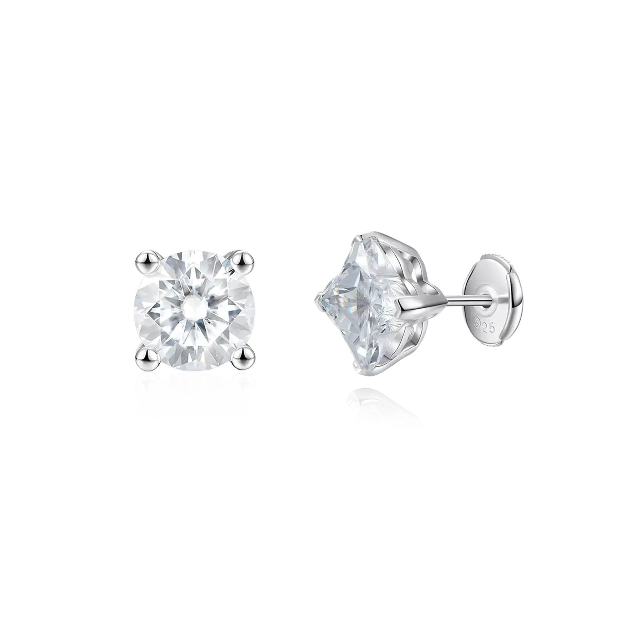Moissanite S925 Clover & Round Cut Stud Earring Set - Image 3
