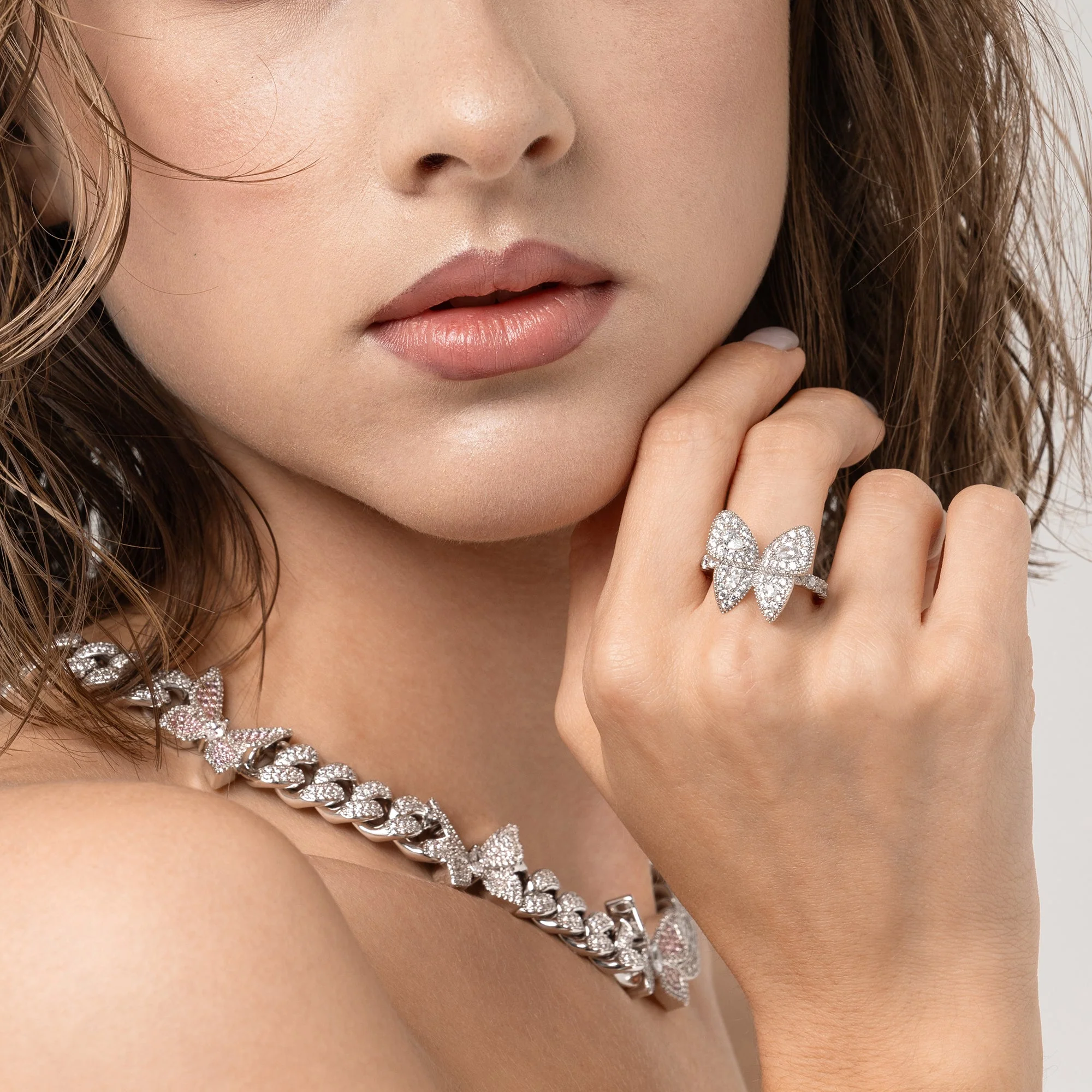 Vivid Clustered Butterfly Engagement Ring - Image 2