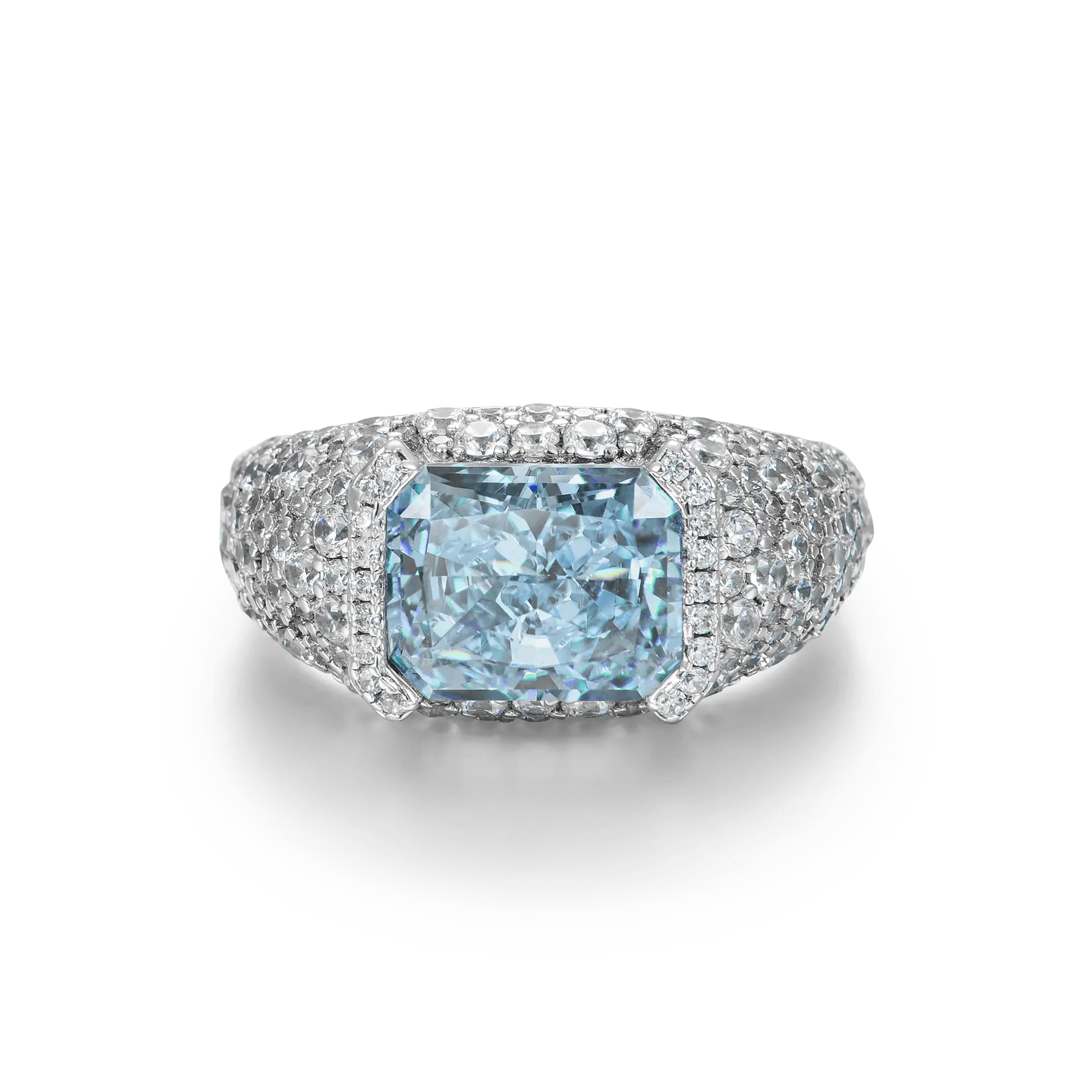 Crushed Ice Emerald Cut Ring - Blue Gray