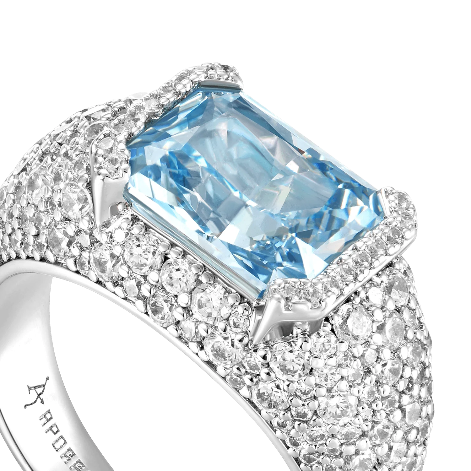 Crushed Ice Emerald Cut Ring - Blue Gray - Image 3