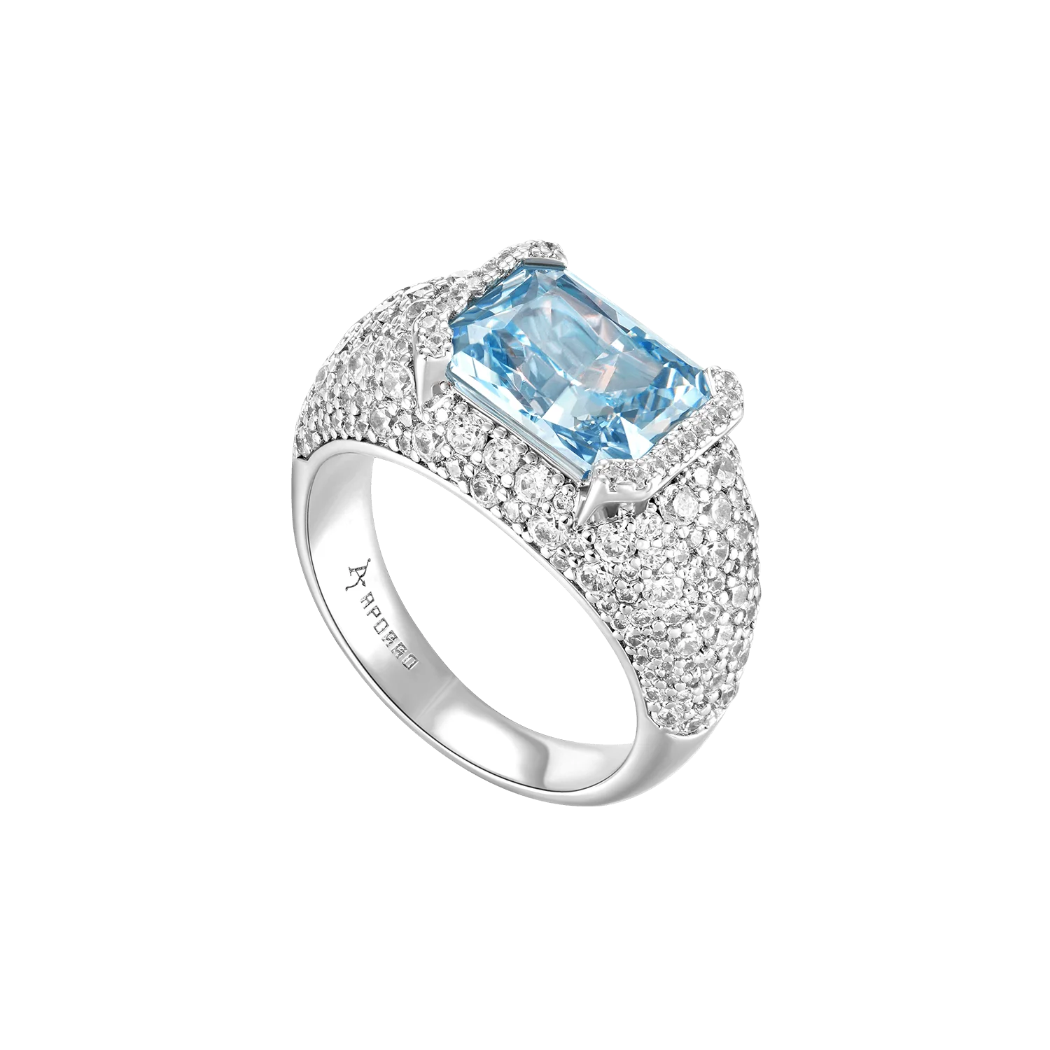 Crushed Ice Emerald Cut Ring - Blue Gray - Image 4