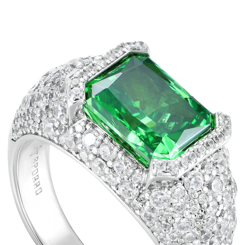 Crushed Ice Emerald Cut Ring - Fancy Green - Image 3