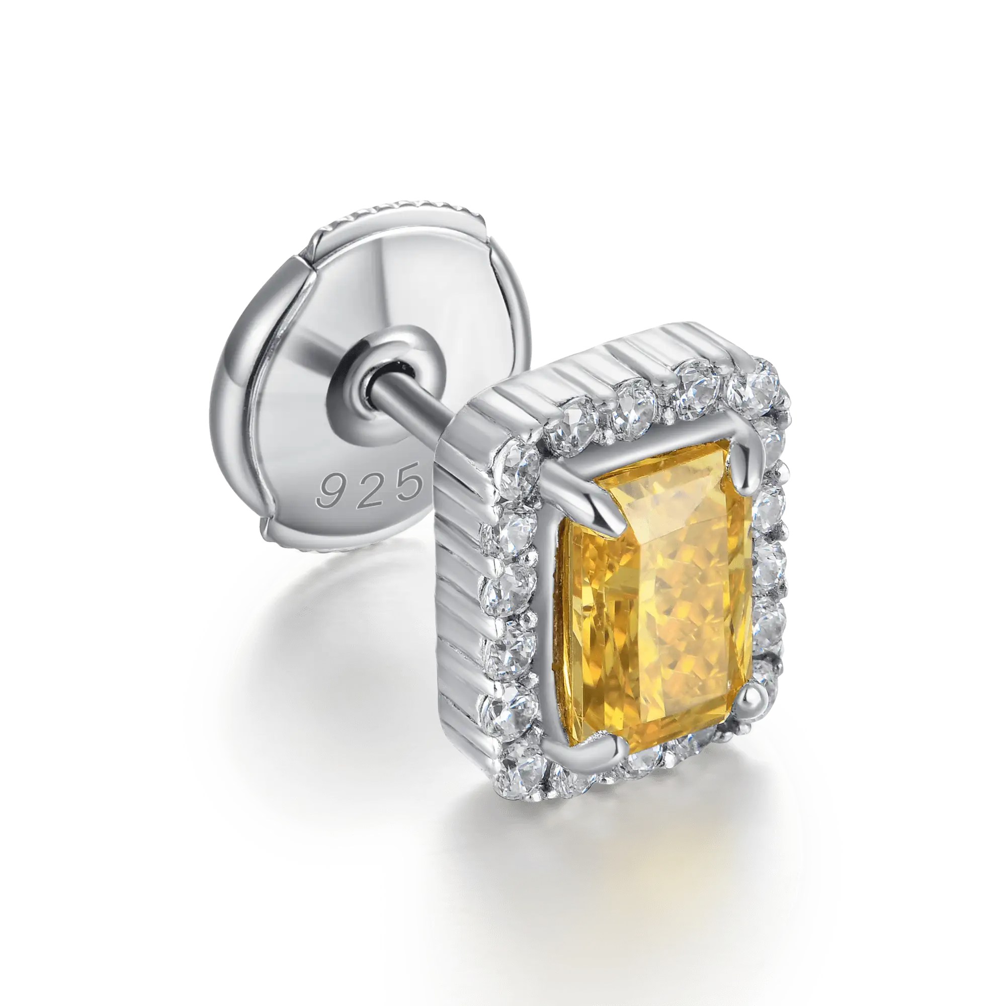 Crushed Ice Emerald Cut Stud Earrings - Pair - Image 14