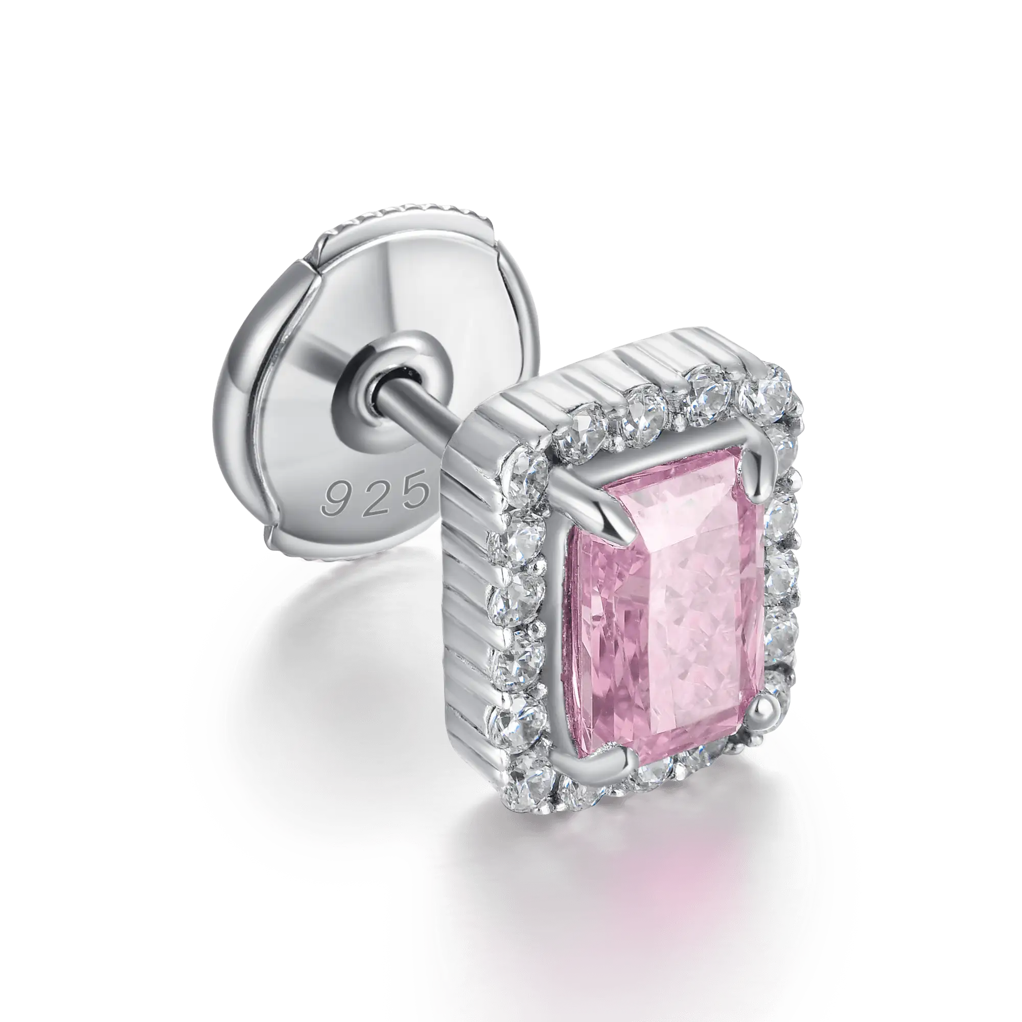 Crushed Ice Emerald Cut Stud Earrings - Pair - Image 9
