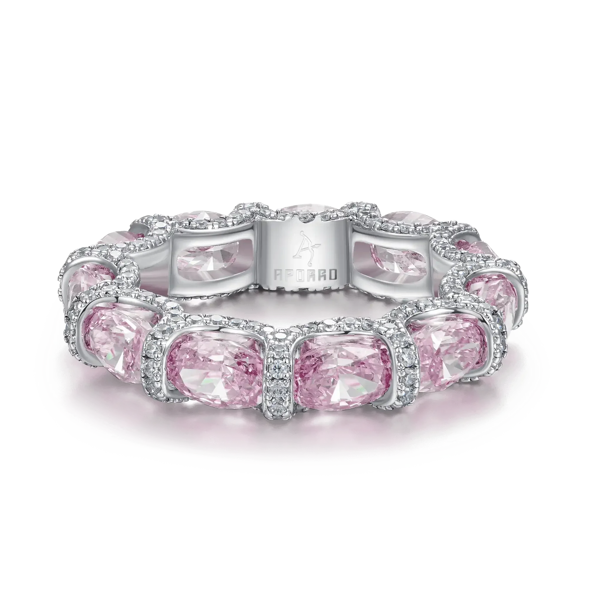 Crushed Ice Oval Cut Ring - Fancy Light Pink