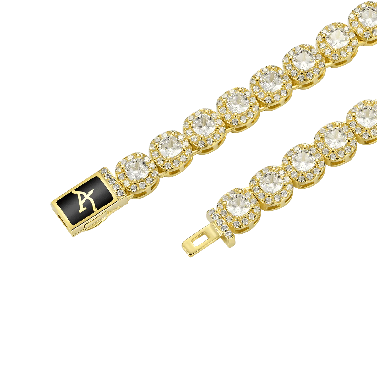 Moissanite Cushion-Cut Clustered Tennis Chain - 7mm - Image 11