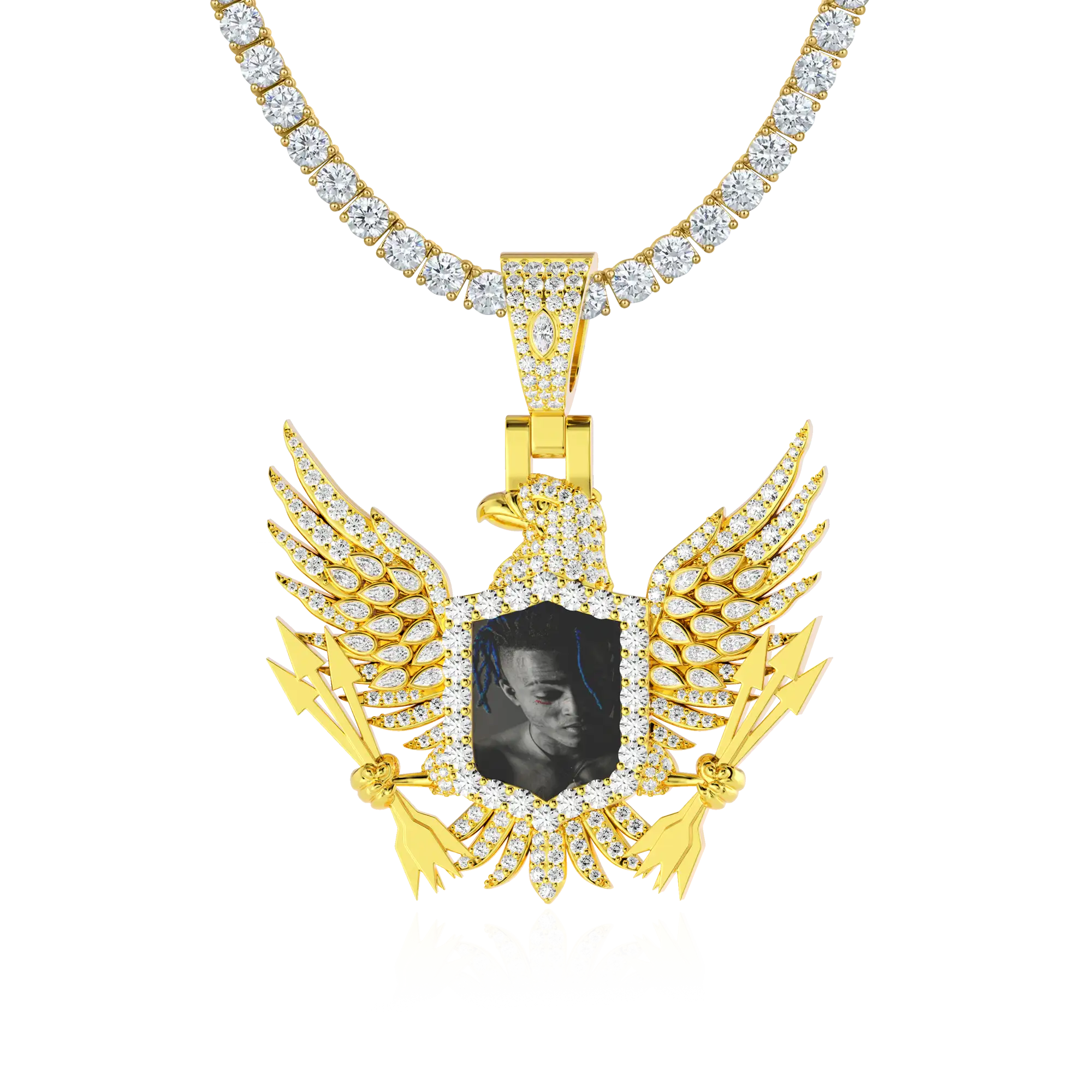 Custom 3D Eagle Photo Frame Pendant