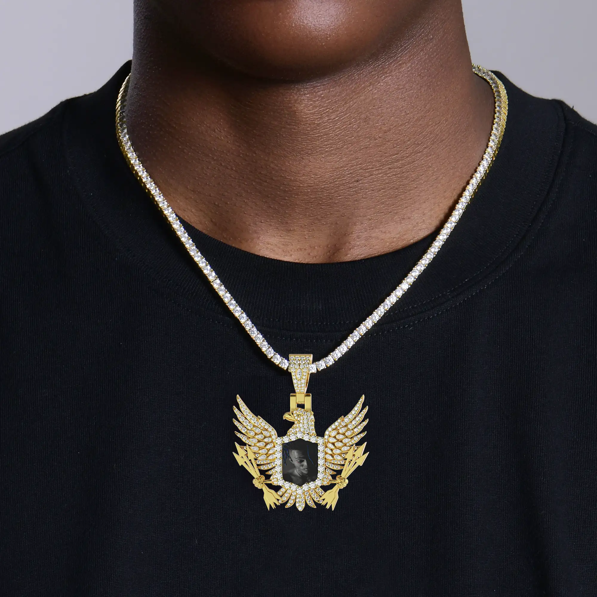 Custom 3D Eagle Photo Frame Pendant - Image 2
