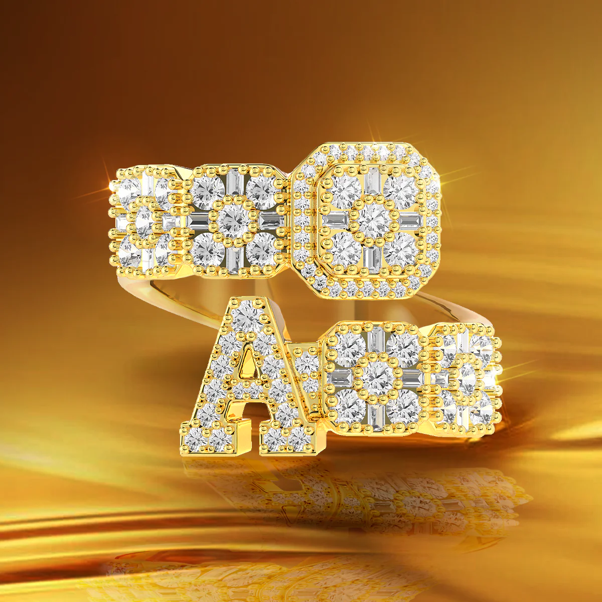 Custom Baguette Cut Mix Letter Ring - Image 4