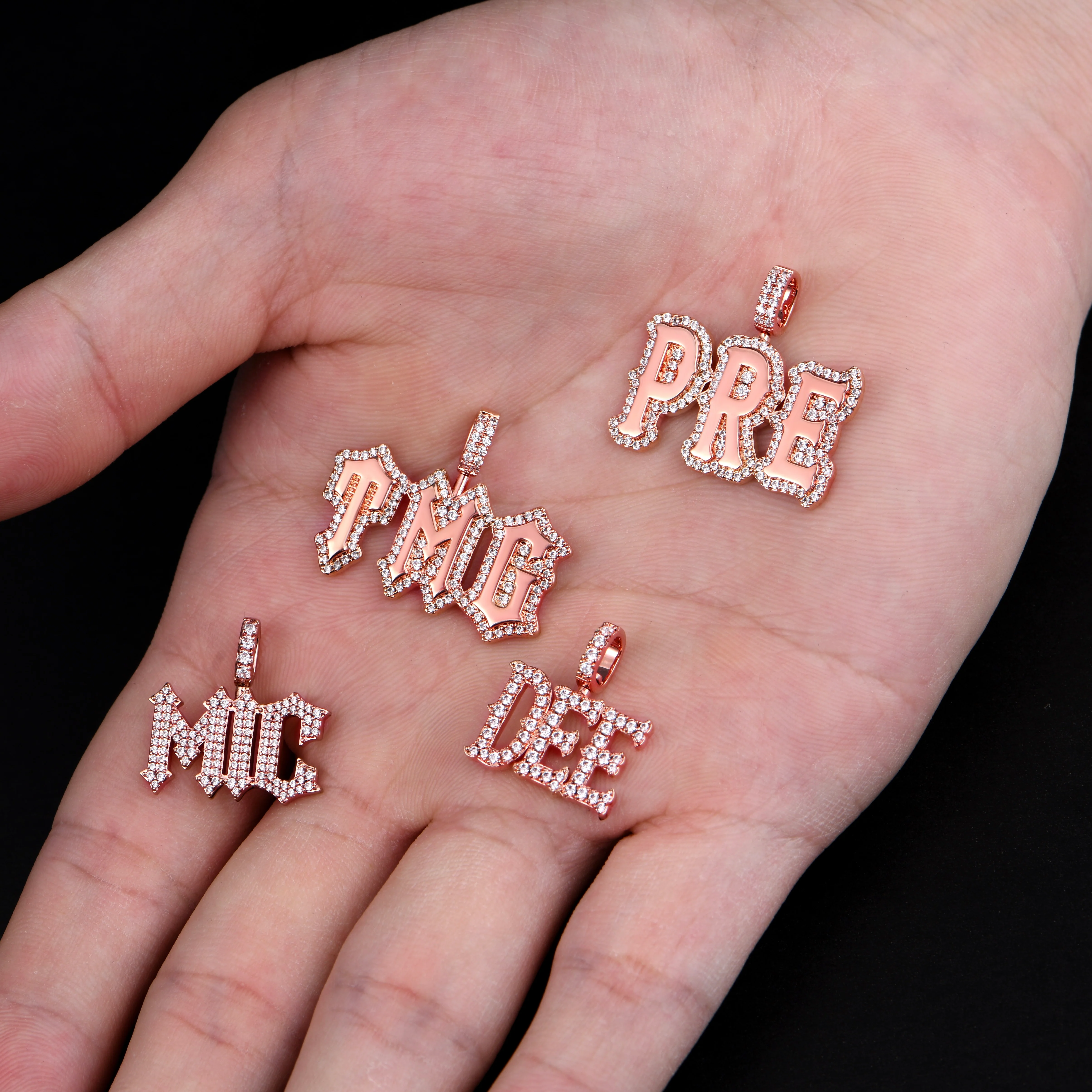 Custom Mini Moissanite Bosox Font Pendant - Image 6