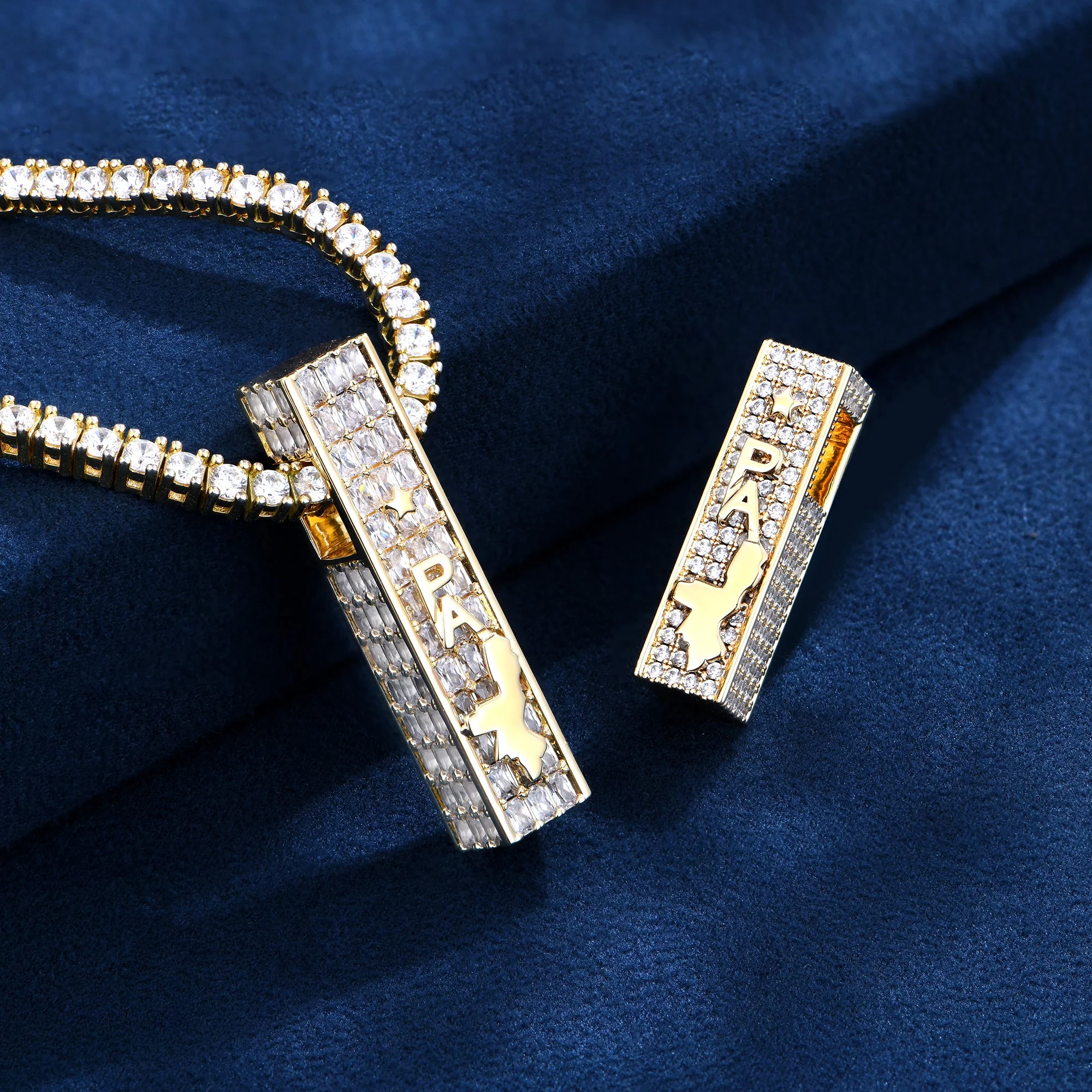 Custom Emerald Cut Square Pillar Pendant-40mm - Image 3