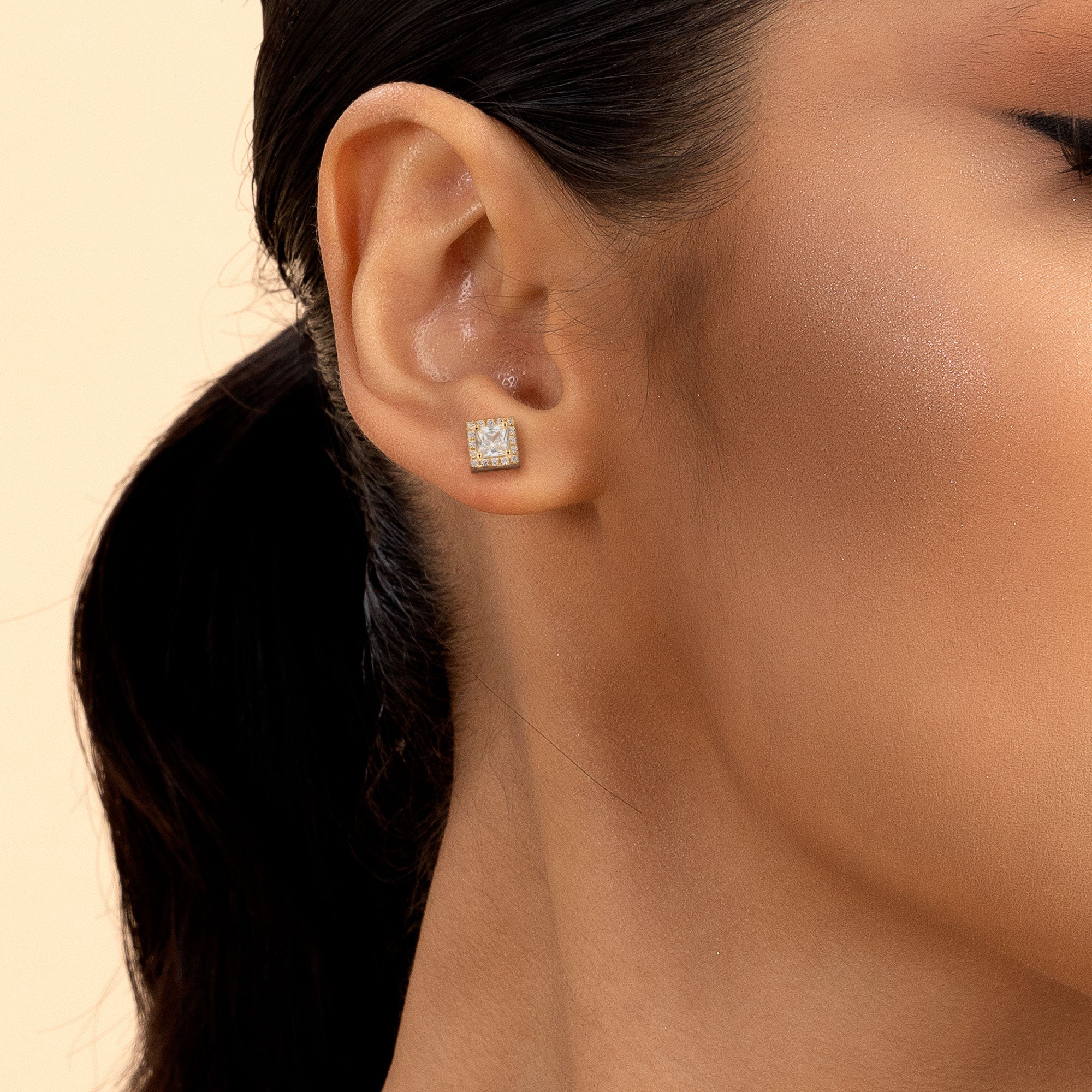Custom Halo Moissanite Stud Earring - Image 33