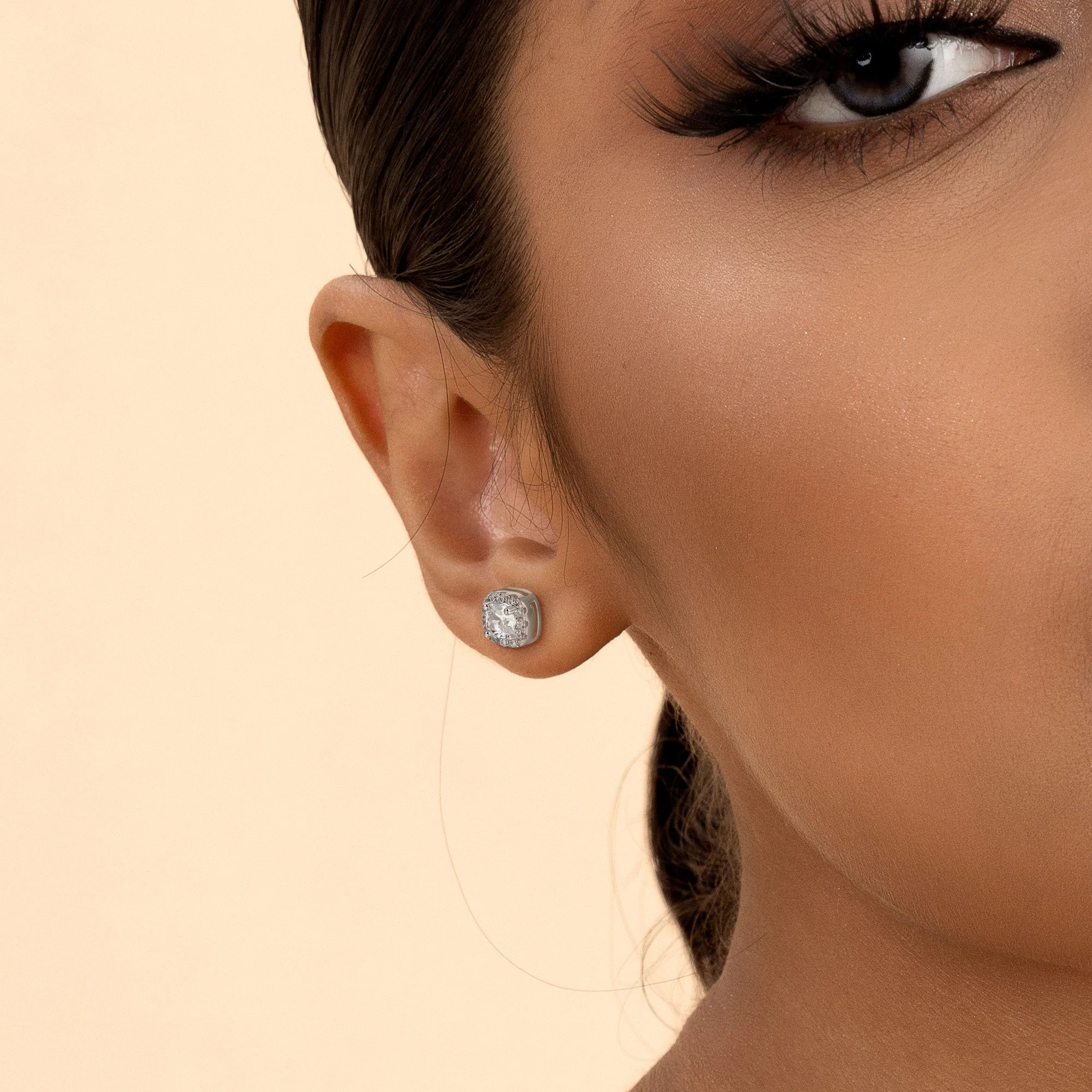 Custom Halo Moissanite Stud Earring - Image 39