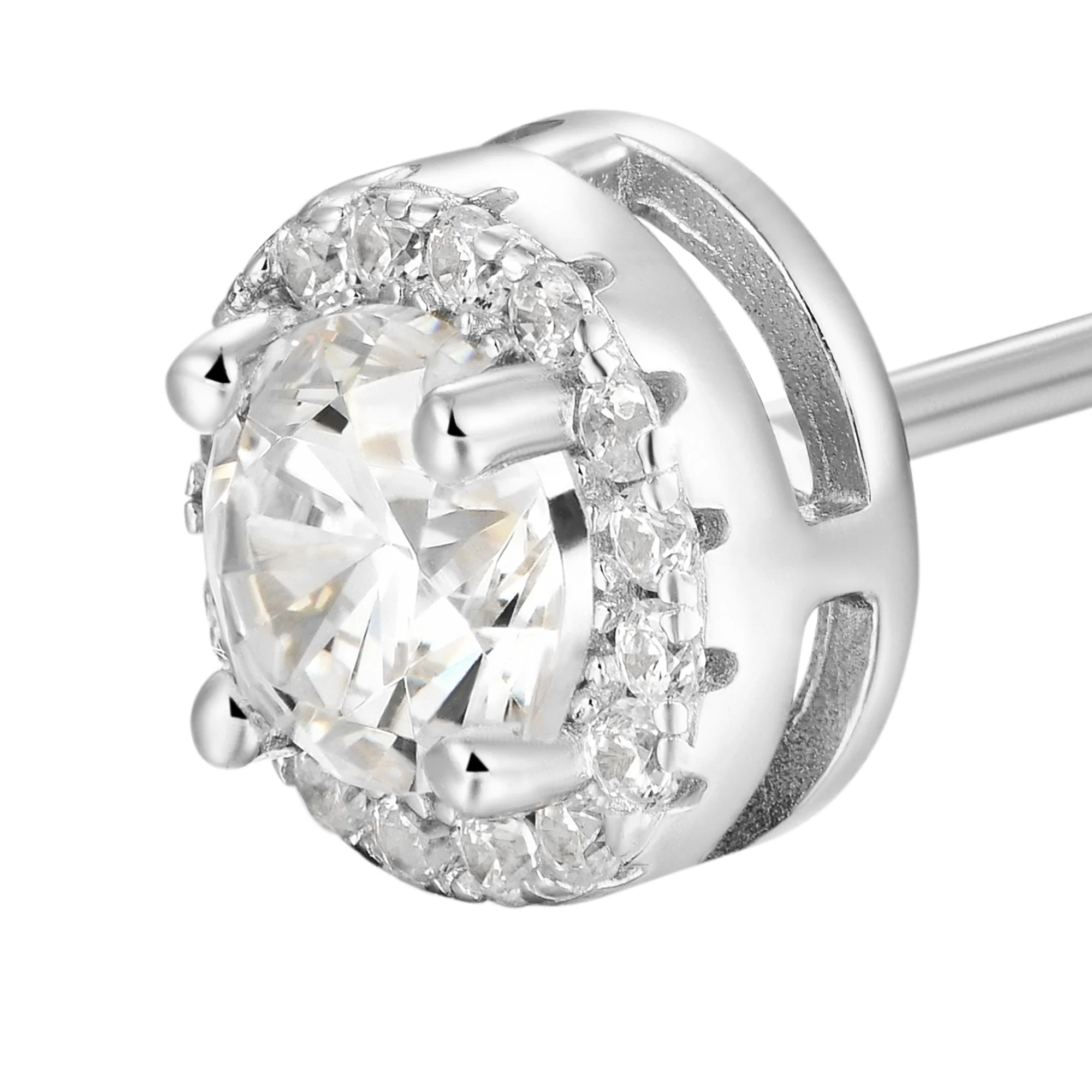 Custom Halo Moissanite Stud Earring - Image 4