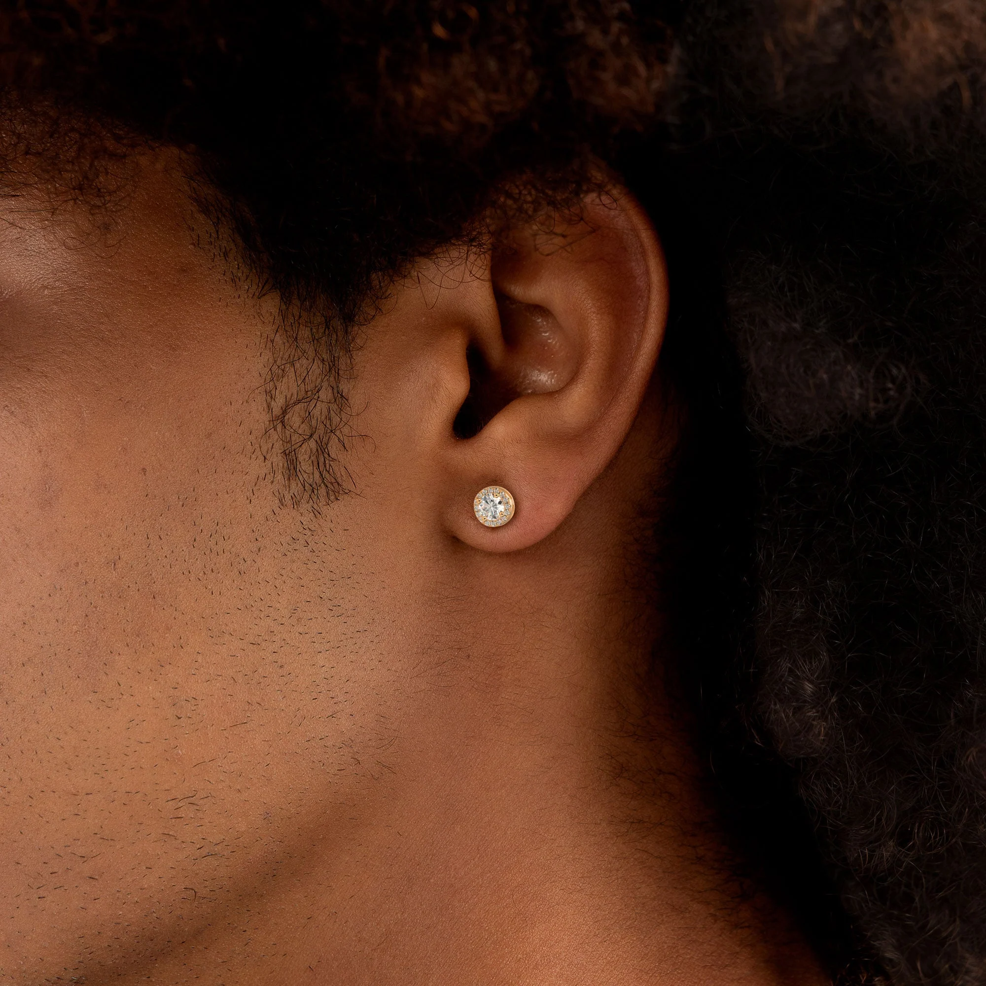 Custom Halo Moissanite Stud Earring - Image 8