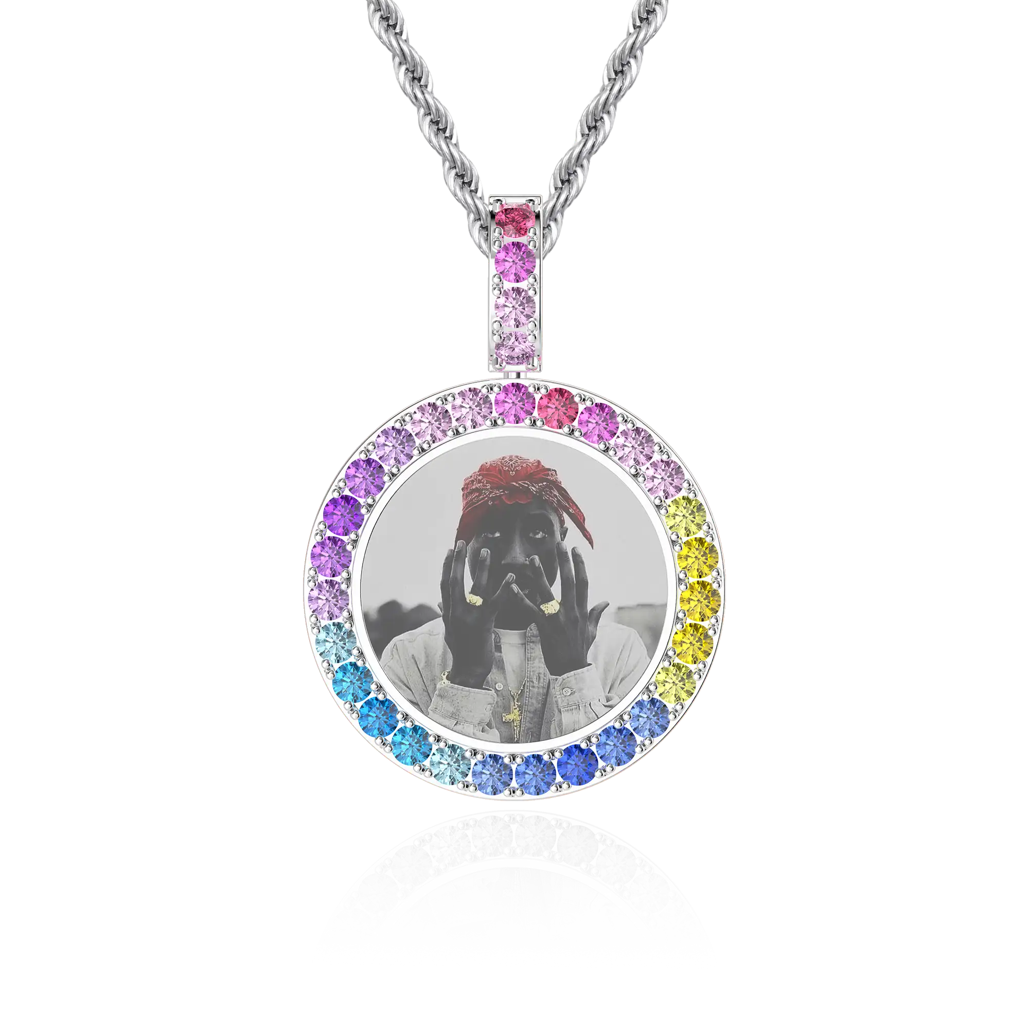 Custom Lab-Grown Gemstone Photo Pendant - Image 27