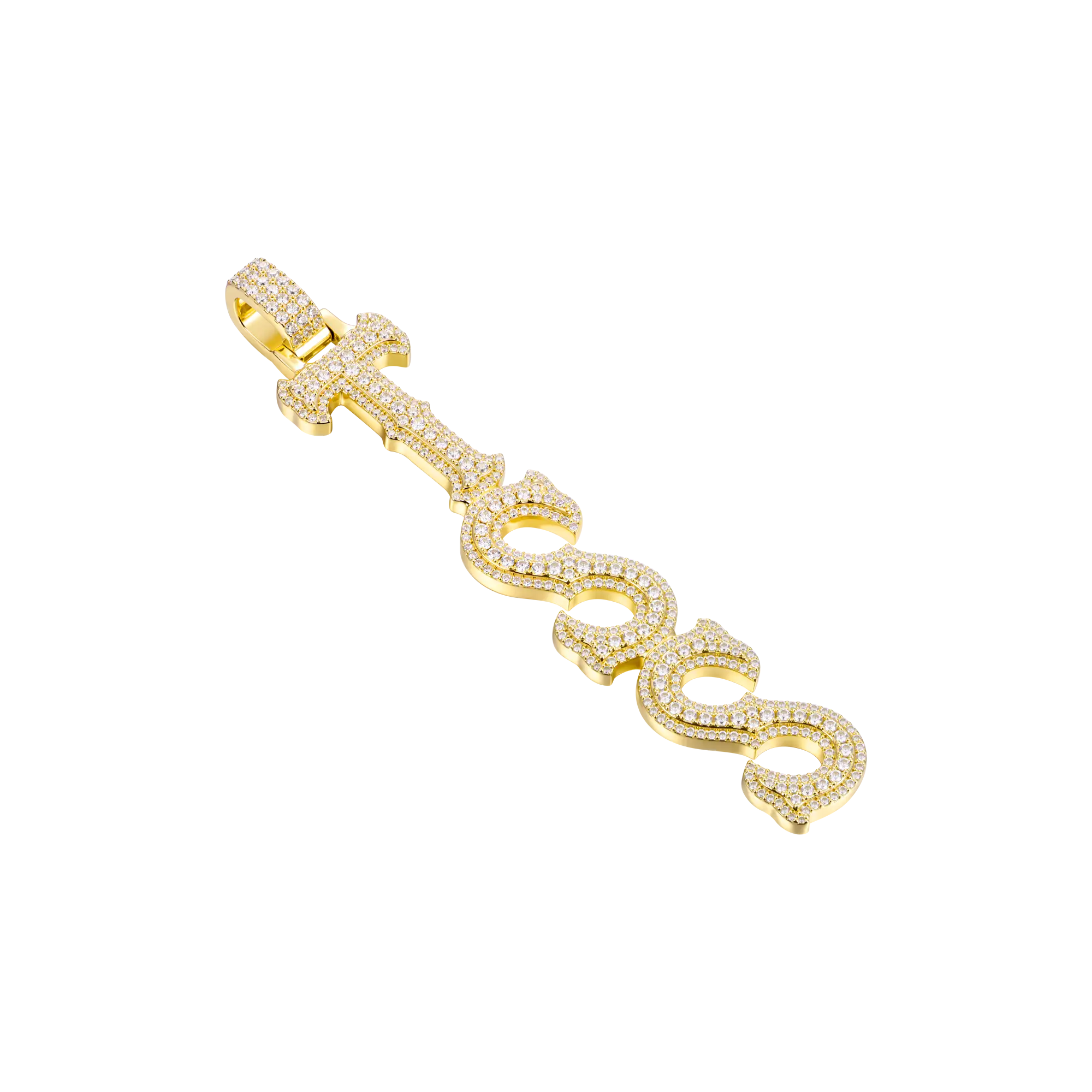 Custom Moissanite Bosox Font/Number Gold Name Vertical Letter Pendant - Image 11
